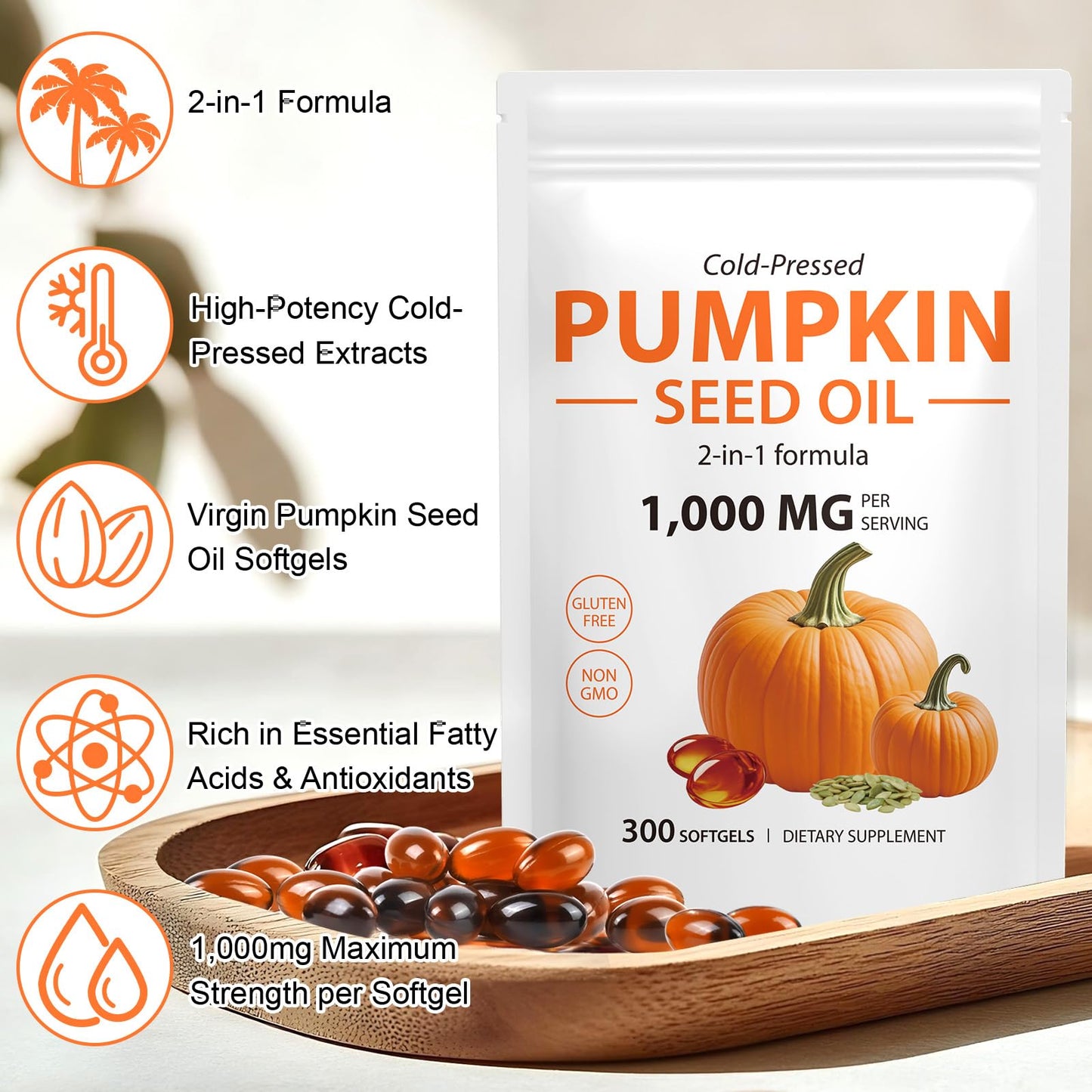 IFUDOIT Pumpkin Seed Oil with Saw Palmetto Softgels 300