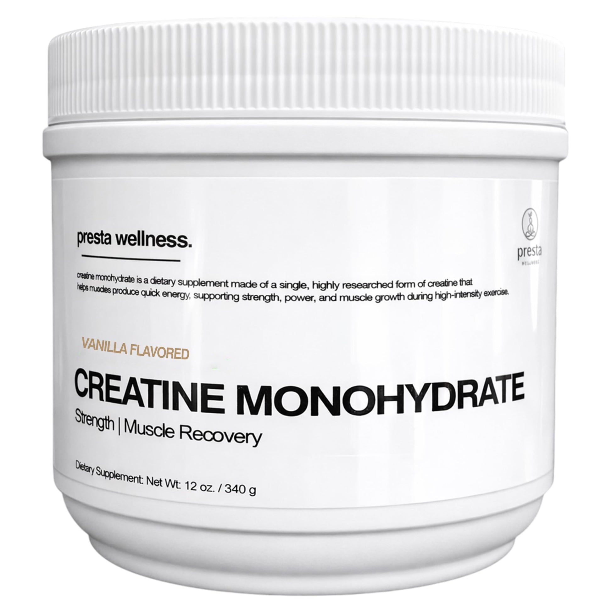 Presta Wellness Creatine Monohydrate Powder Vanilla, 12