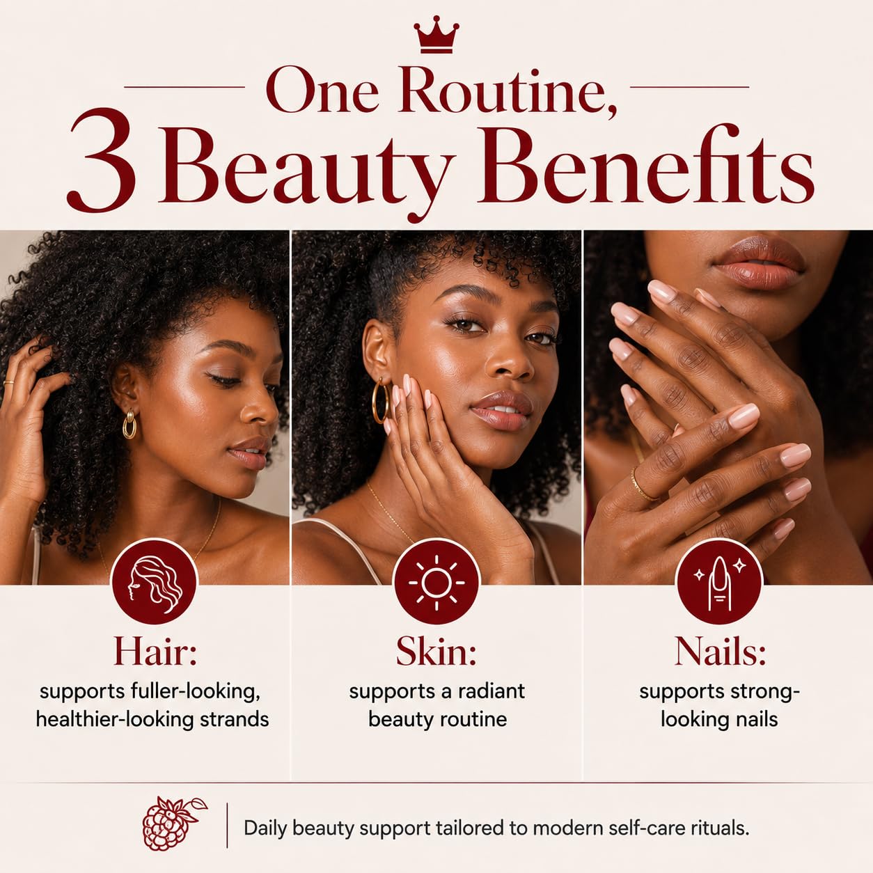 SUUDUUL Hair Growth Gummies for Black Women with Biotin-Silica Complex (5000mcg Biotin) & Vitamin D (30mcg), Supports Hair, Skin & Nails Health, Non-GMO, 60 Gummies