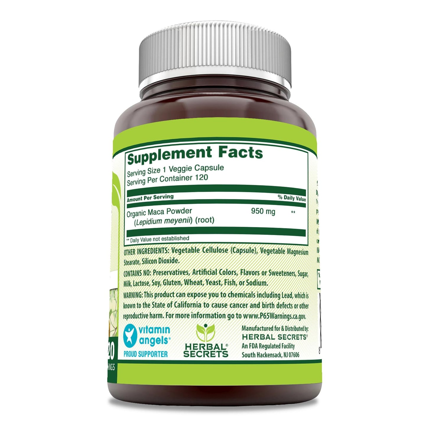 Herbal Secrets Maca Supplement Capsule 120 Veggie Capsules
