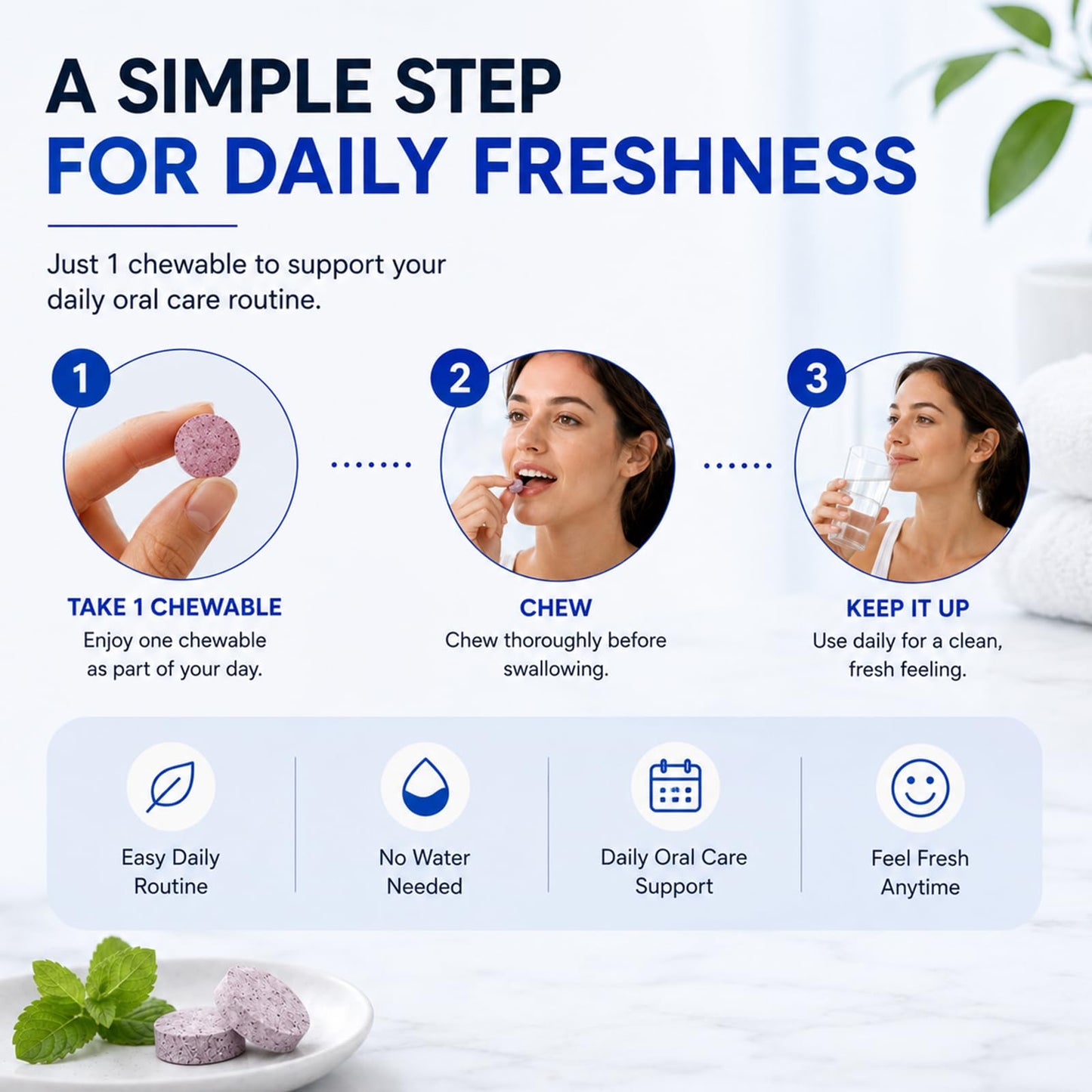 DentaBiome Chewable Tablets Fresh Breath Support for Adults, 1 Count
