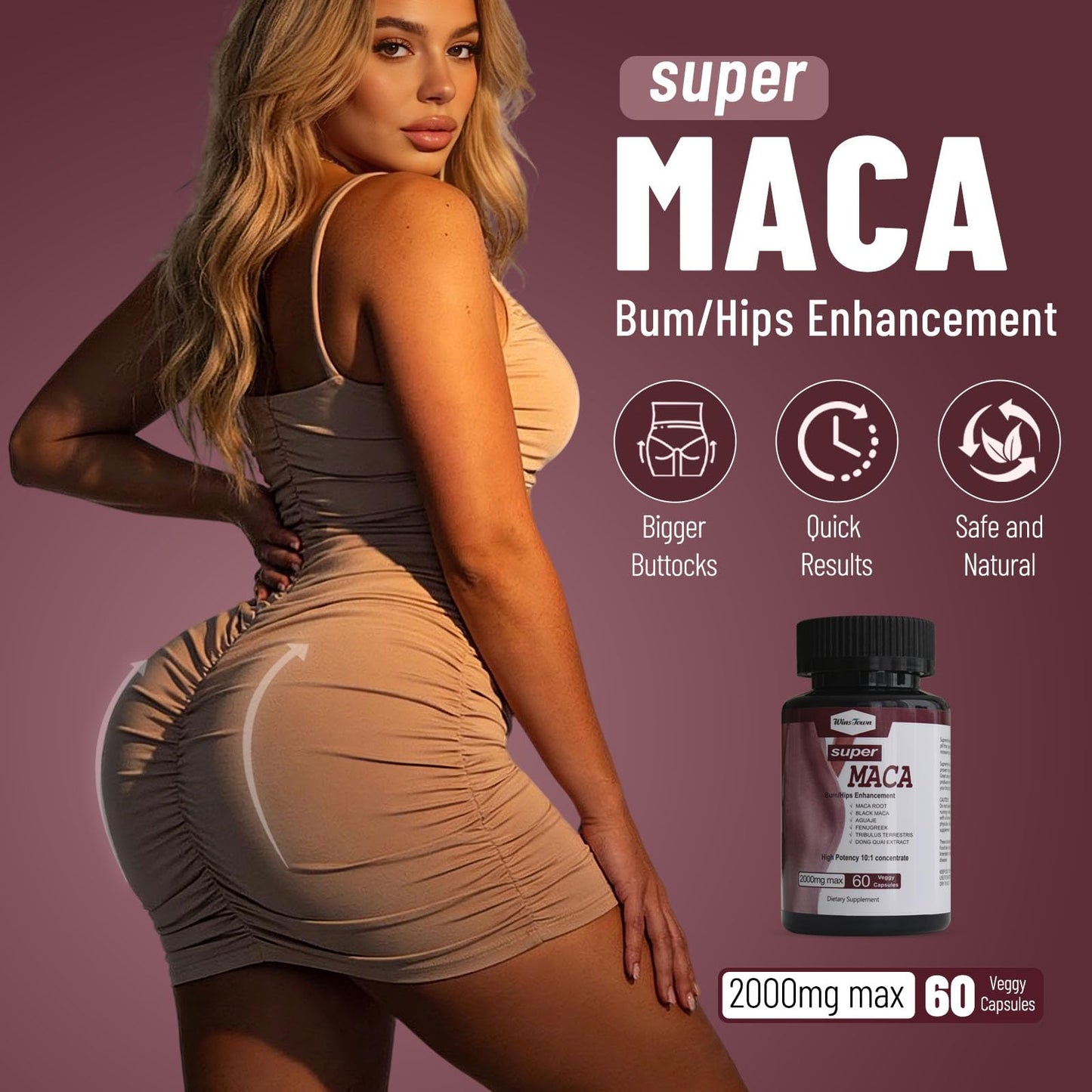 Wins Town Super Maca Capsules 60 Count