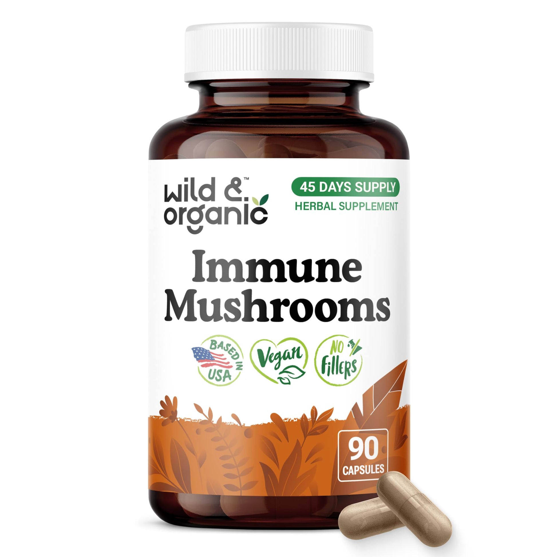 Wild & Organic Immune Mushroom Complex Capsules 90 Count