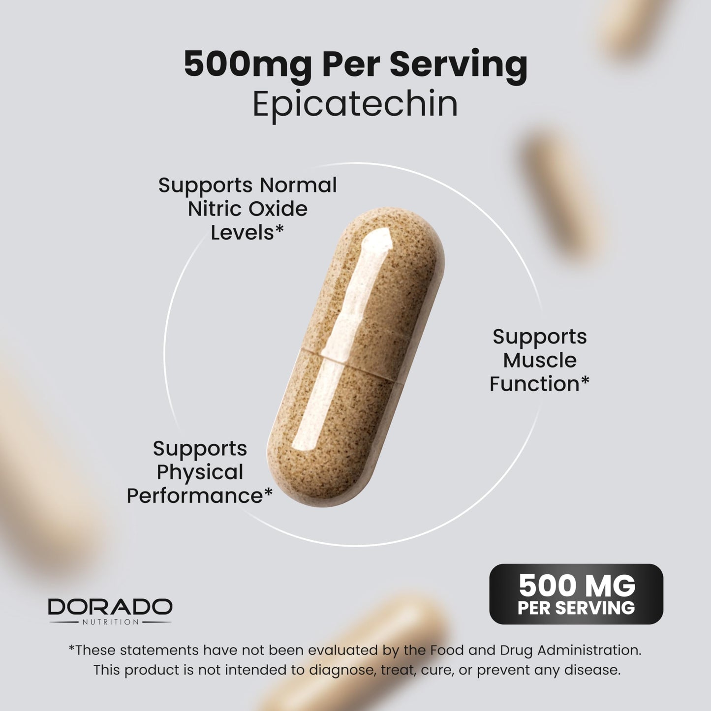 Dorado Nutrition Epicatechin Extract 500mg Capsule, 60 Capsules – Myostatin Inhibitor, Myostatin Blocker for Lean Muscle, Nitric Oxide, Stamina & Endurance, Non-GMO, Vegan, Third Party Tested