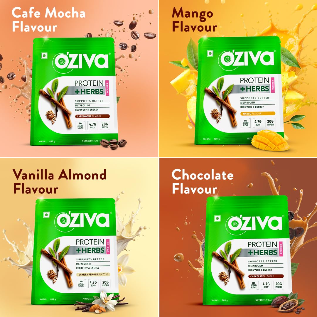 OZIVA Protein & Herbs Whey Protein Powder, Vanilla Almond, 35.2 oz