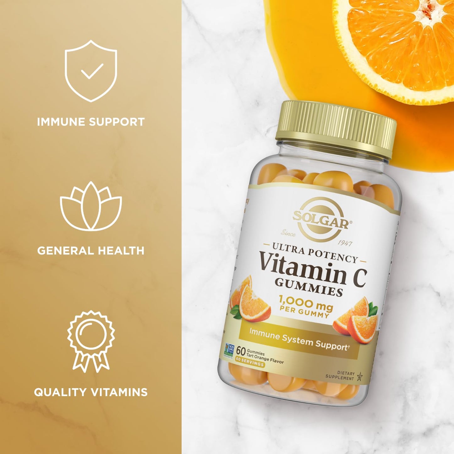 Solgar Vitamin C Gummies for Adults 1,000mg Ultra Potency Vitamin C, 60 Gummies