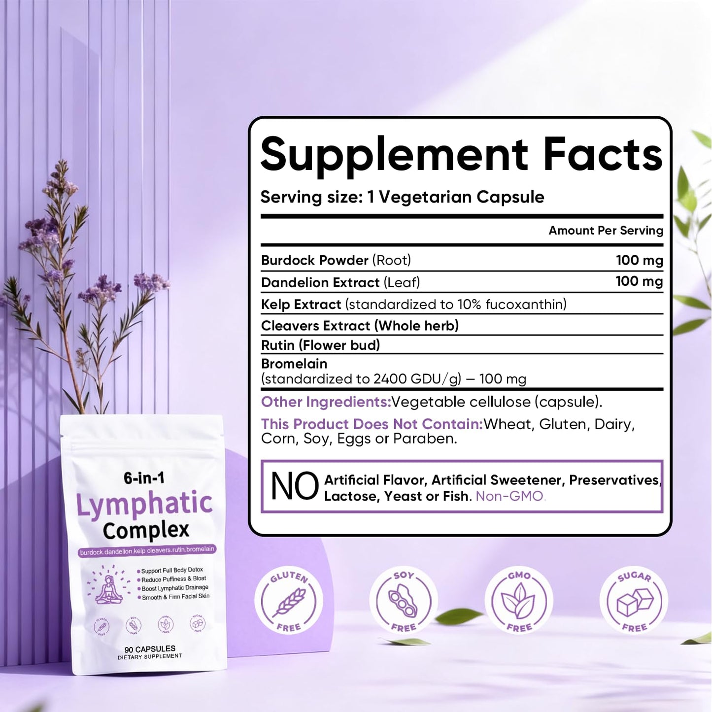TAWODIUM 6-in-1 Lymphatic Complex Capsules, 1 Count