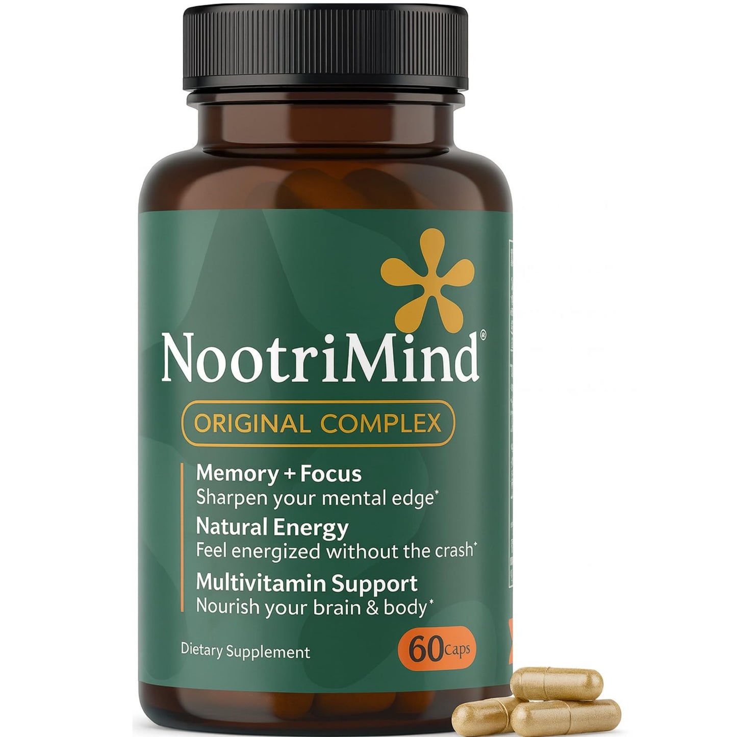 Nootrimind Brain Health & Memory Support Nootropic with Bacopa, DMAE & B12, 40-in-1 Complex Capsules, 60 Count