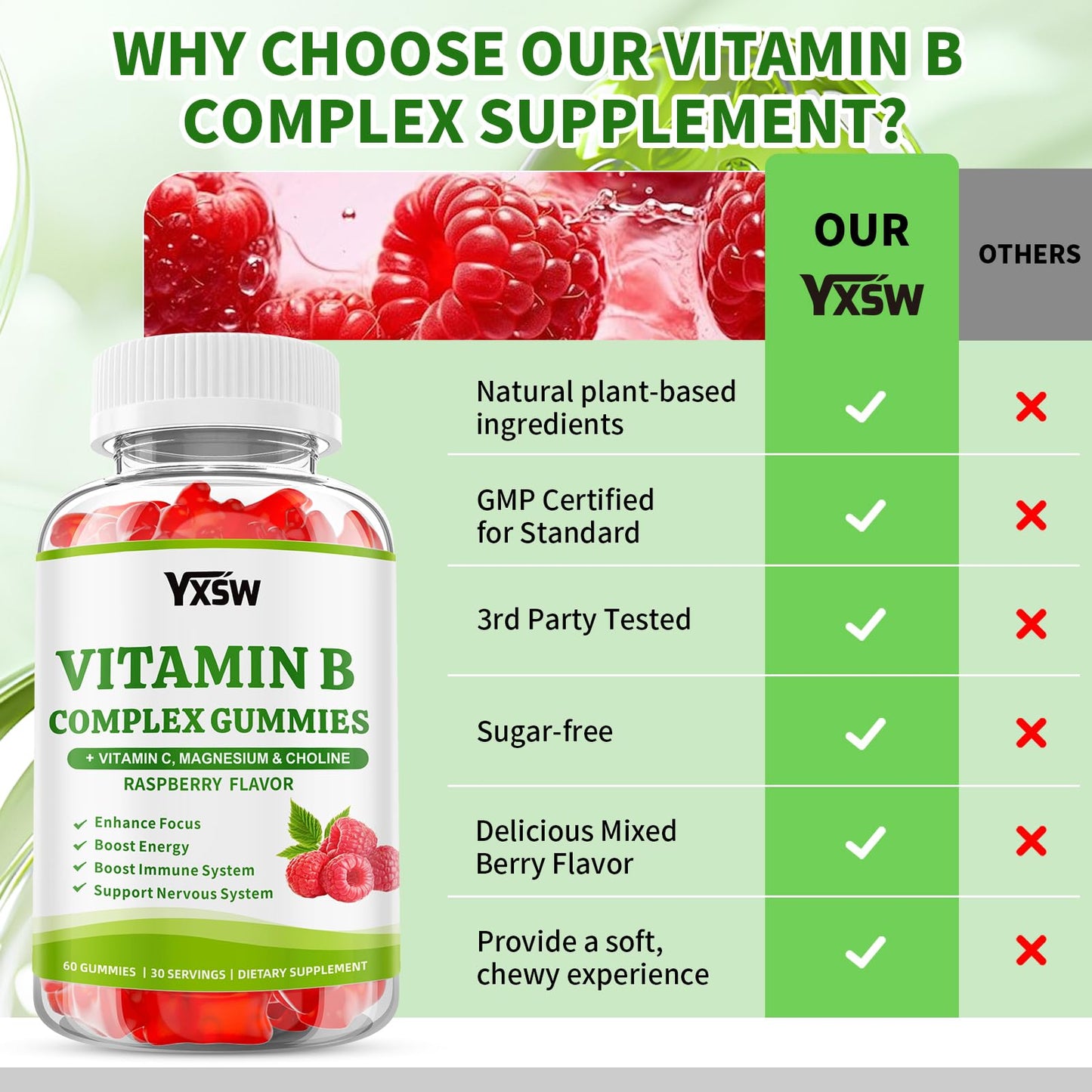 YXSW Vitamin B Complex Gummies 60 Count
