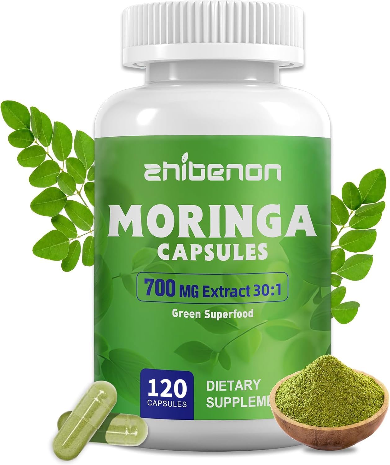 Zhibenon Moringa Oleifera Extract 700mg Capsules 120 Count