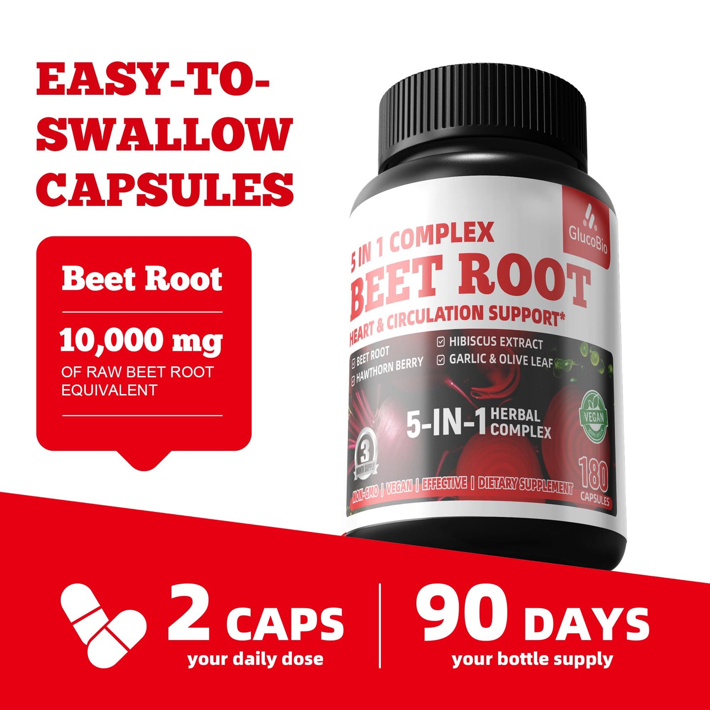 GlucoBio Beet Root Capsules 180 Count