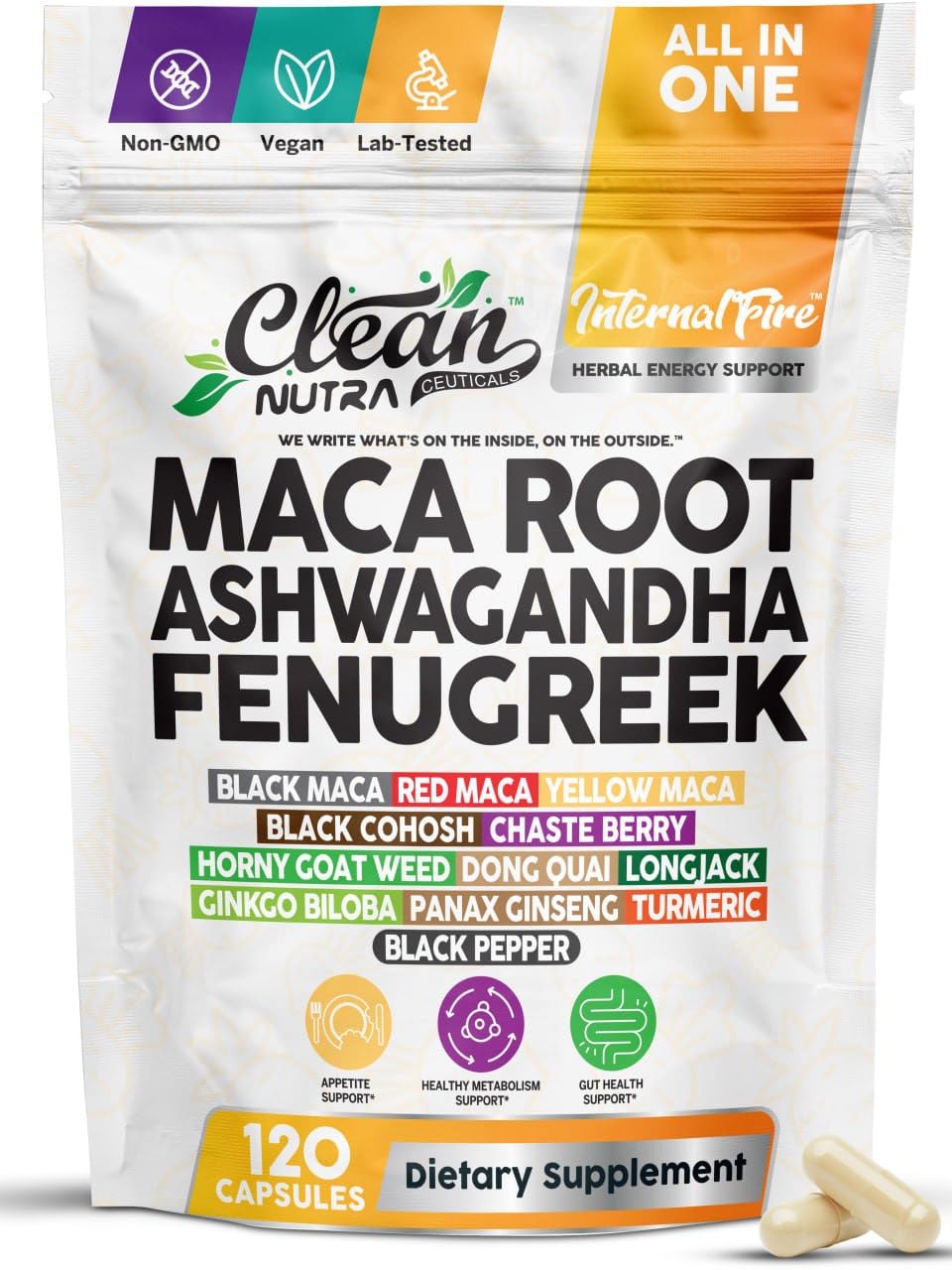 Clean Nutraceuticals Internal Fire One Herbal Supplement 120 Capsules