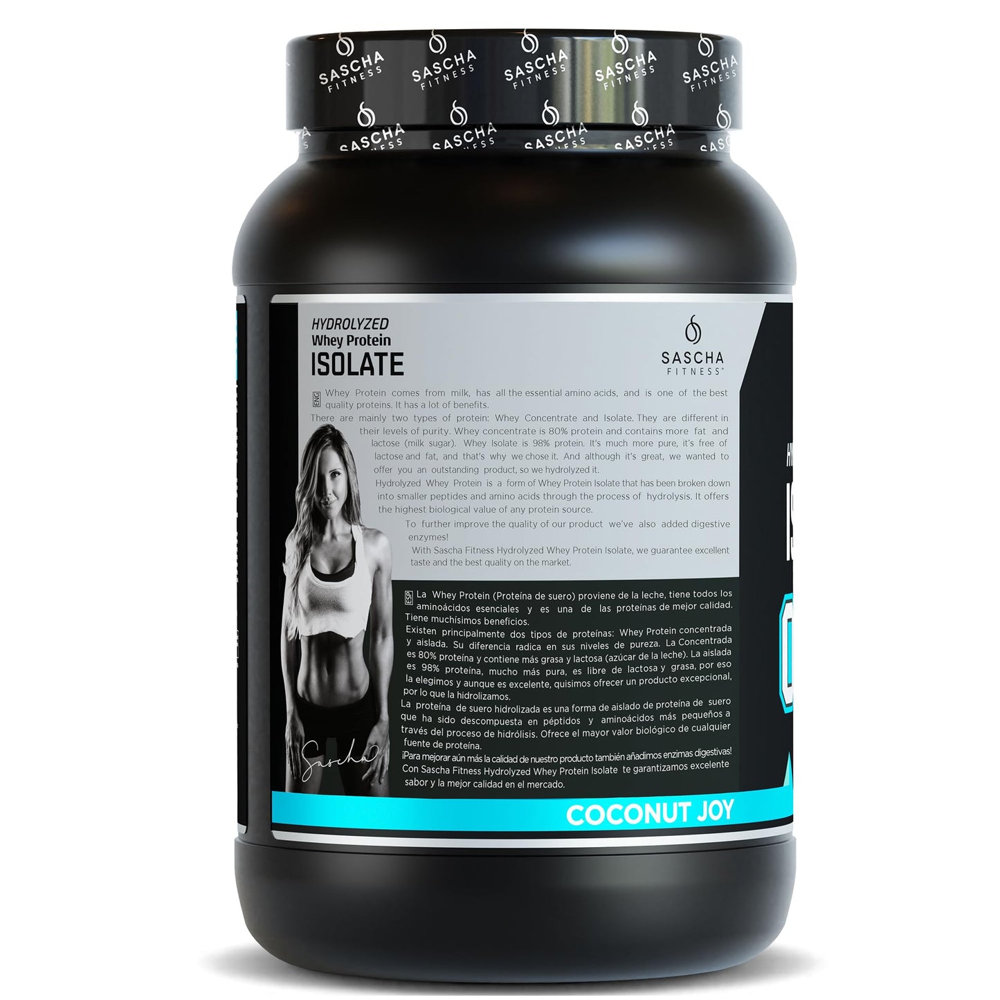SASCHA FITNESS Hydrolyzed Whey Protein Isolate 100% Grass-Fed Powder, Coconut, 32 Servings