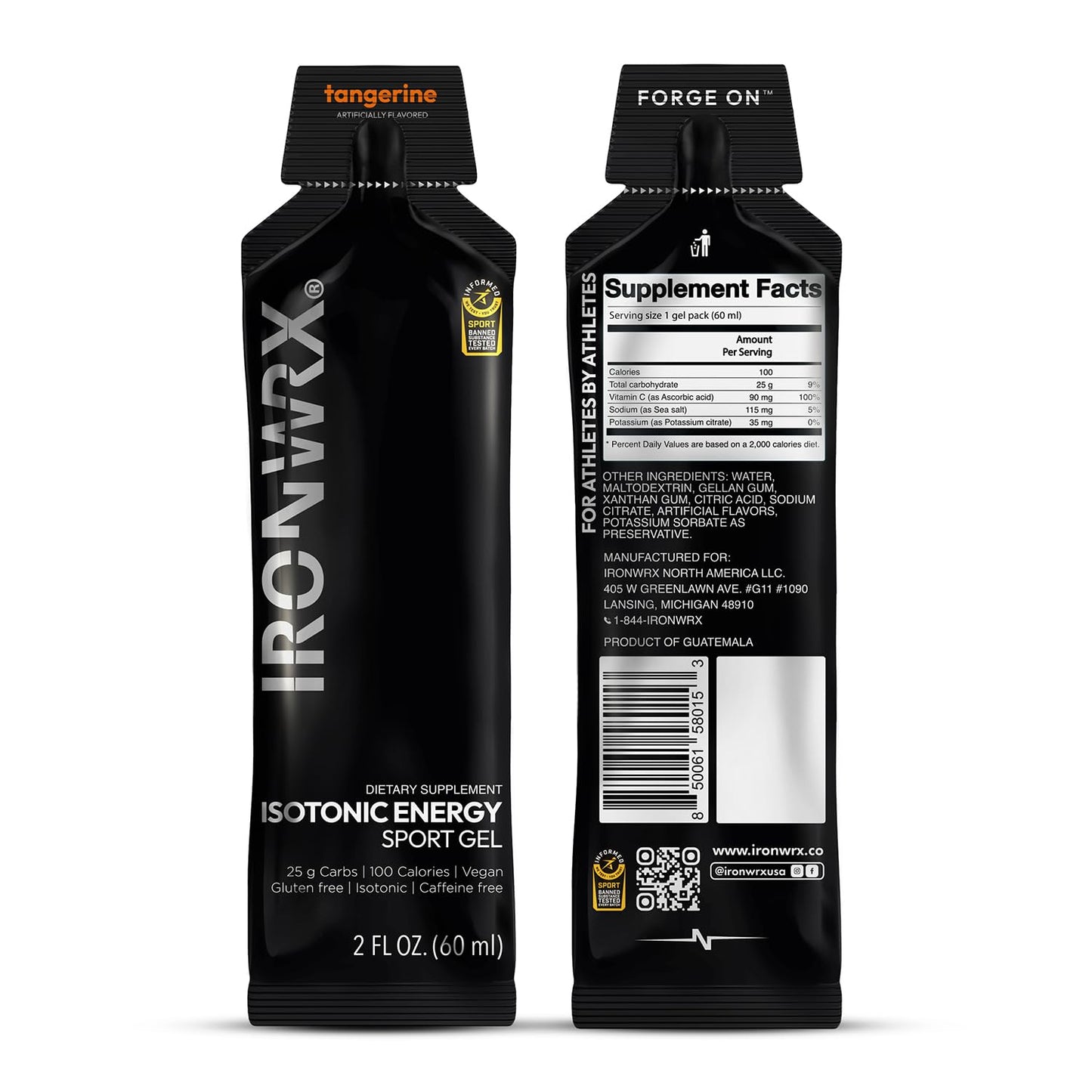 IRONWRX Isotonic Energy Gels Tangerine 12 Pack