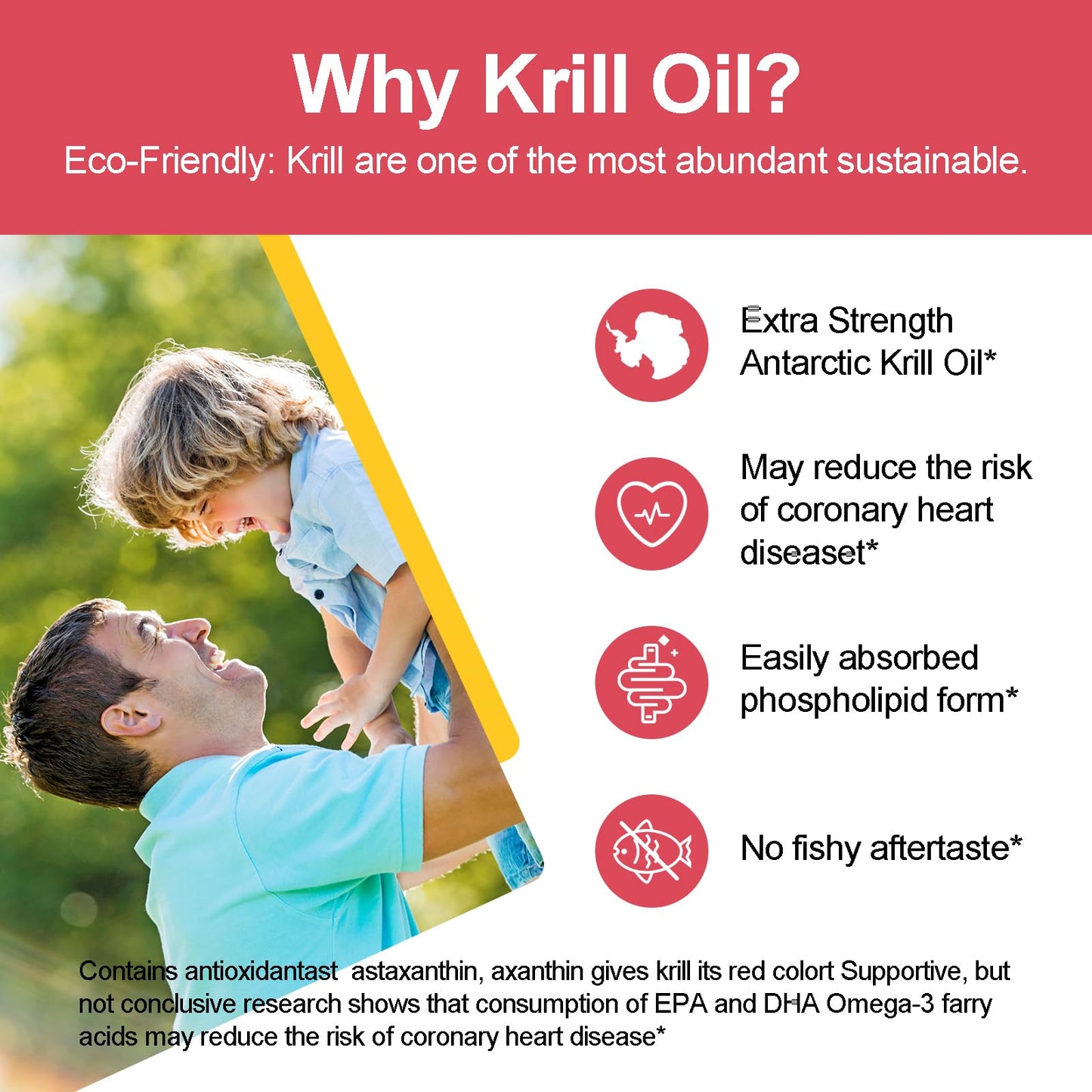 JulyDeer Antarctic Krill Oil 1000 mg with Omega-3s EPA, DHA, Astaxanthin & Phospholipids Softgels, 120 count