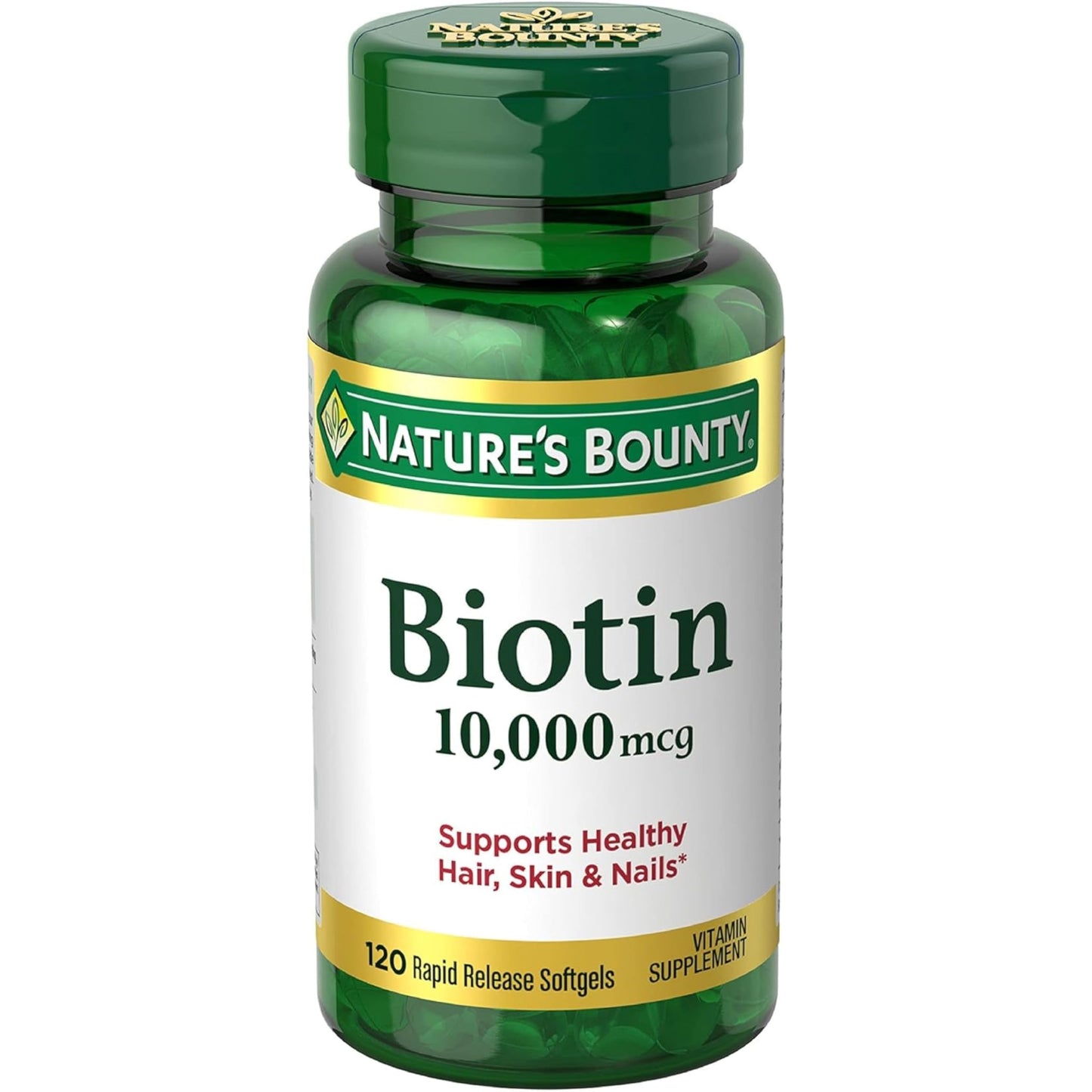 Nature's Bounty Biotin 10000 mcg Softgels, 120 Count