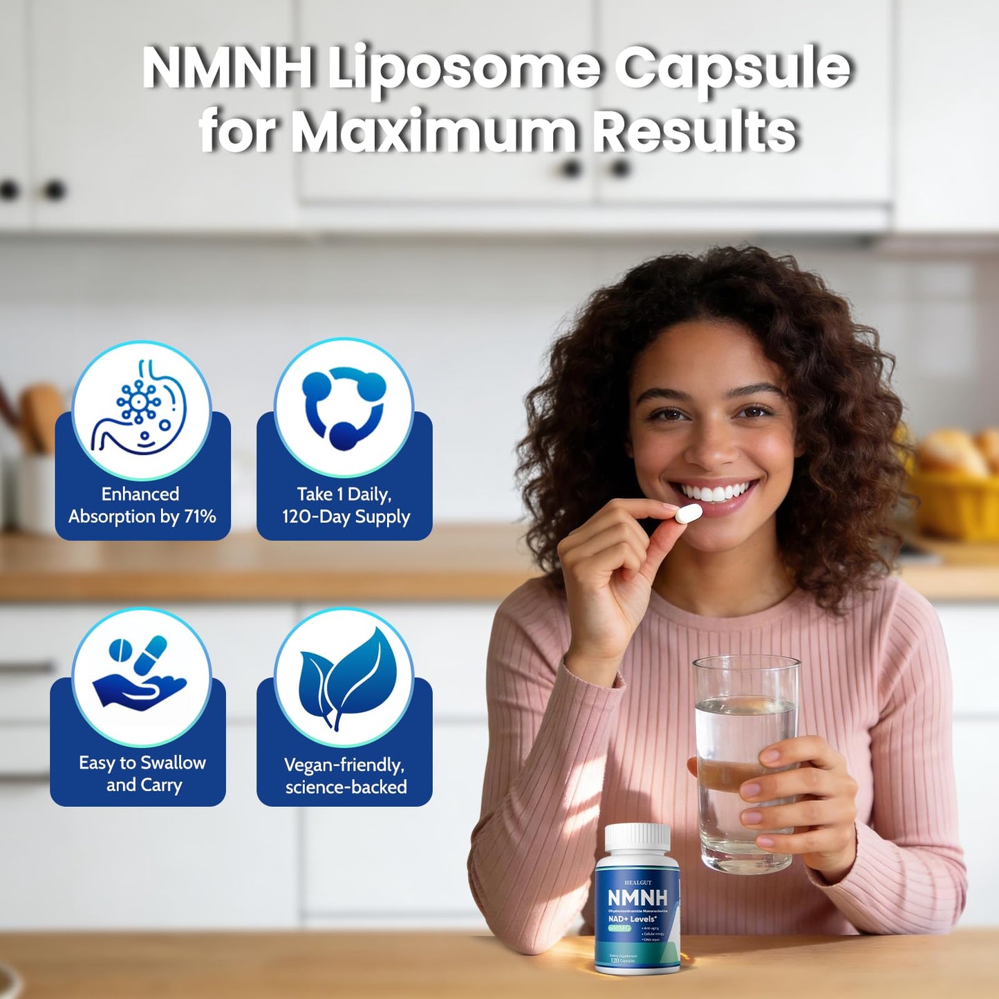 HEALGUT Liposomal NMNH 600mg NAD+ Supplement Capsule, 120 Capsules