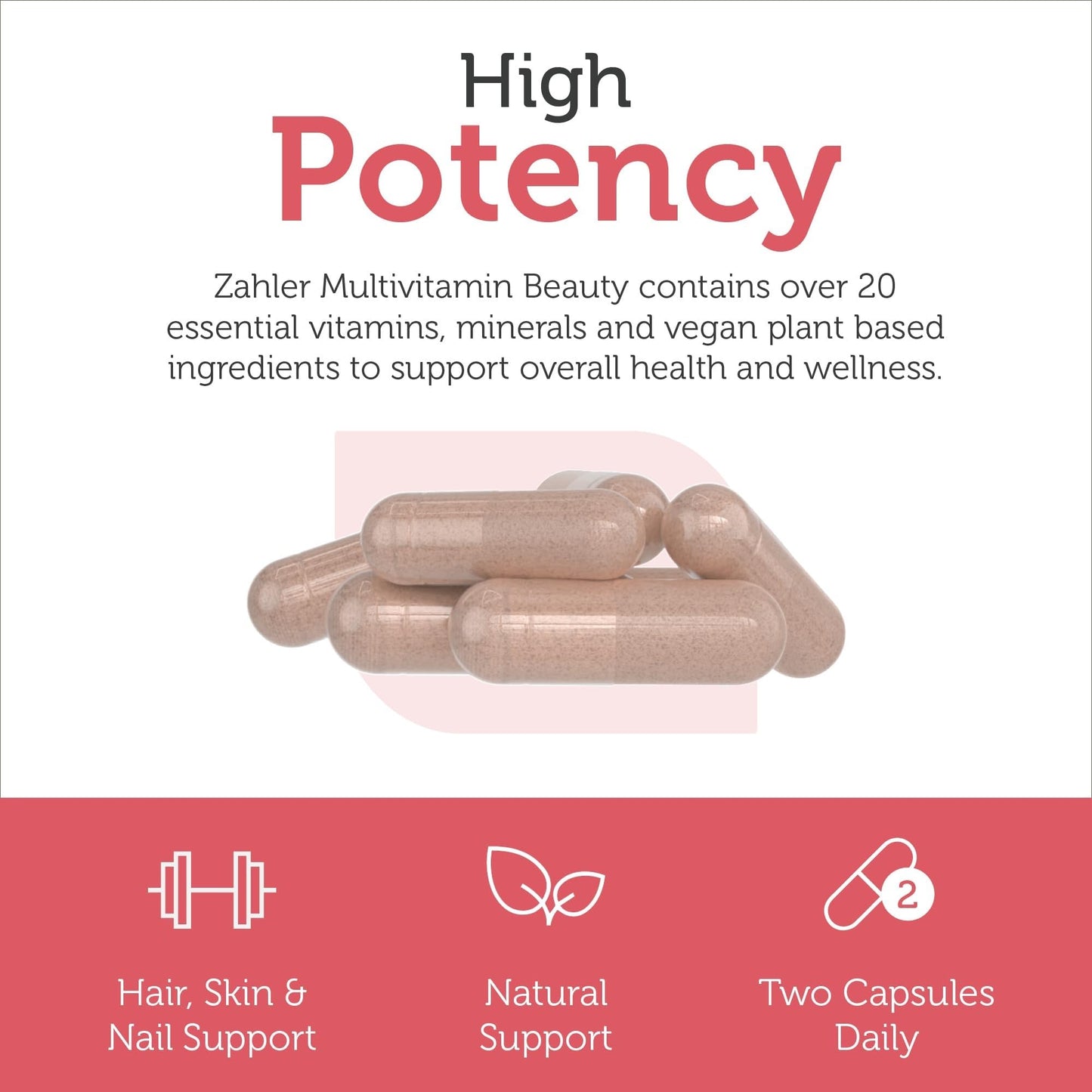 Zahler Multivitamin Beauty + Skin Hair and Nails Support Capsules, 60 Count