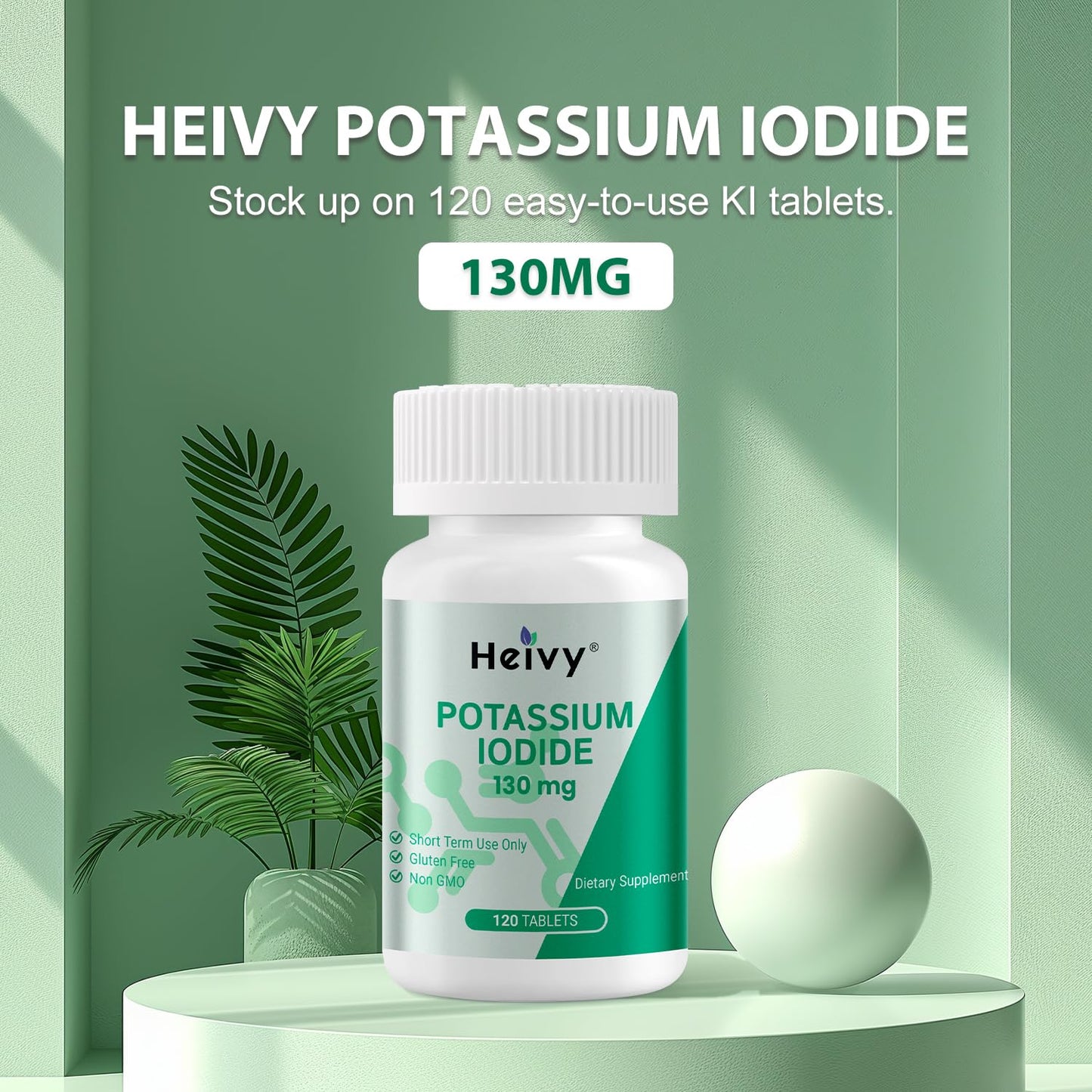 Heivy Potassium Iodide 130 mg Tablets, 120 Count