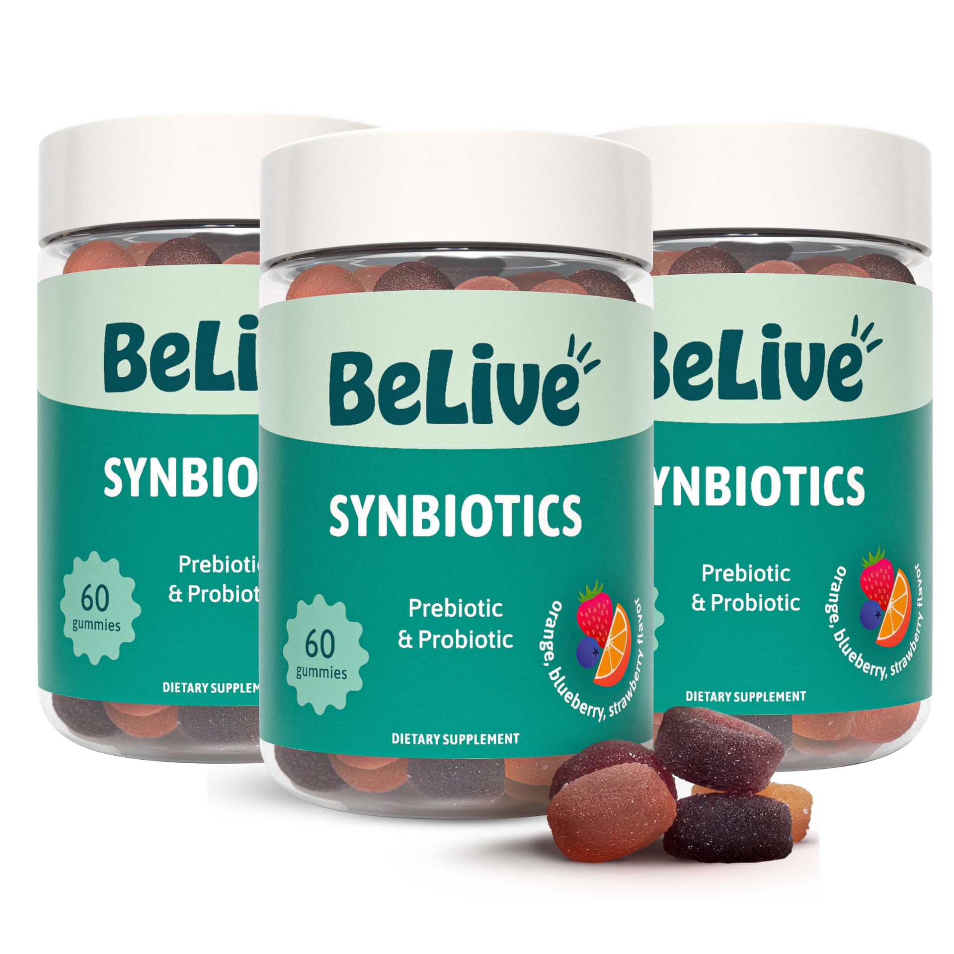 BeLive Synbiotics Probiotic & Prebiotic Fiber Gummies, 180 Count