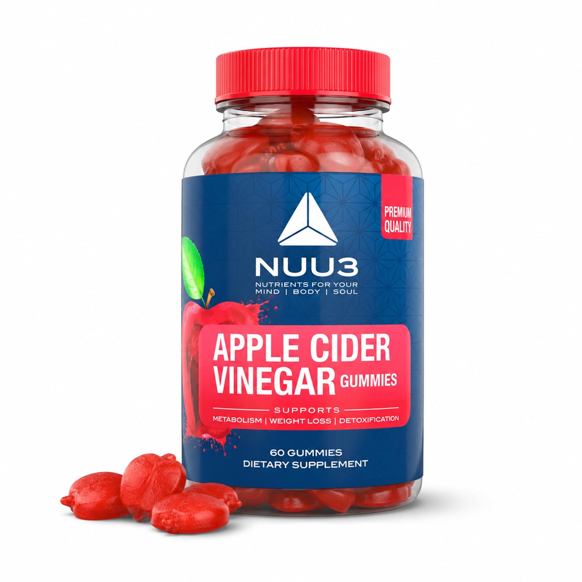 NUU3 Apple Cider Vinegar Gummies 60 Count