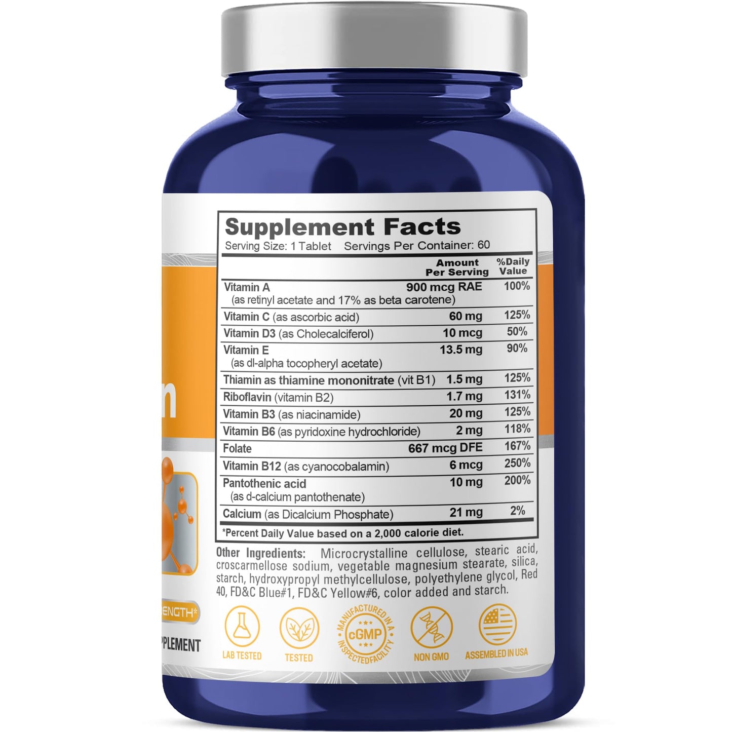NusaPure Daily Multivitamin with Vegetable Magnesium Stearate, 60 Tablets