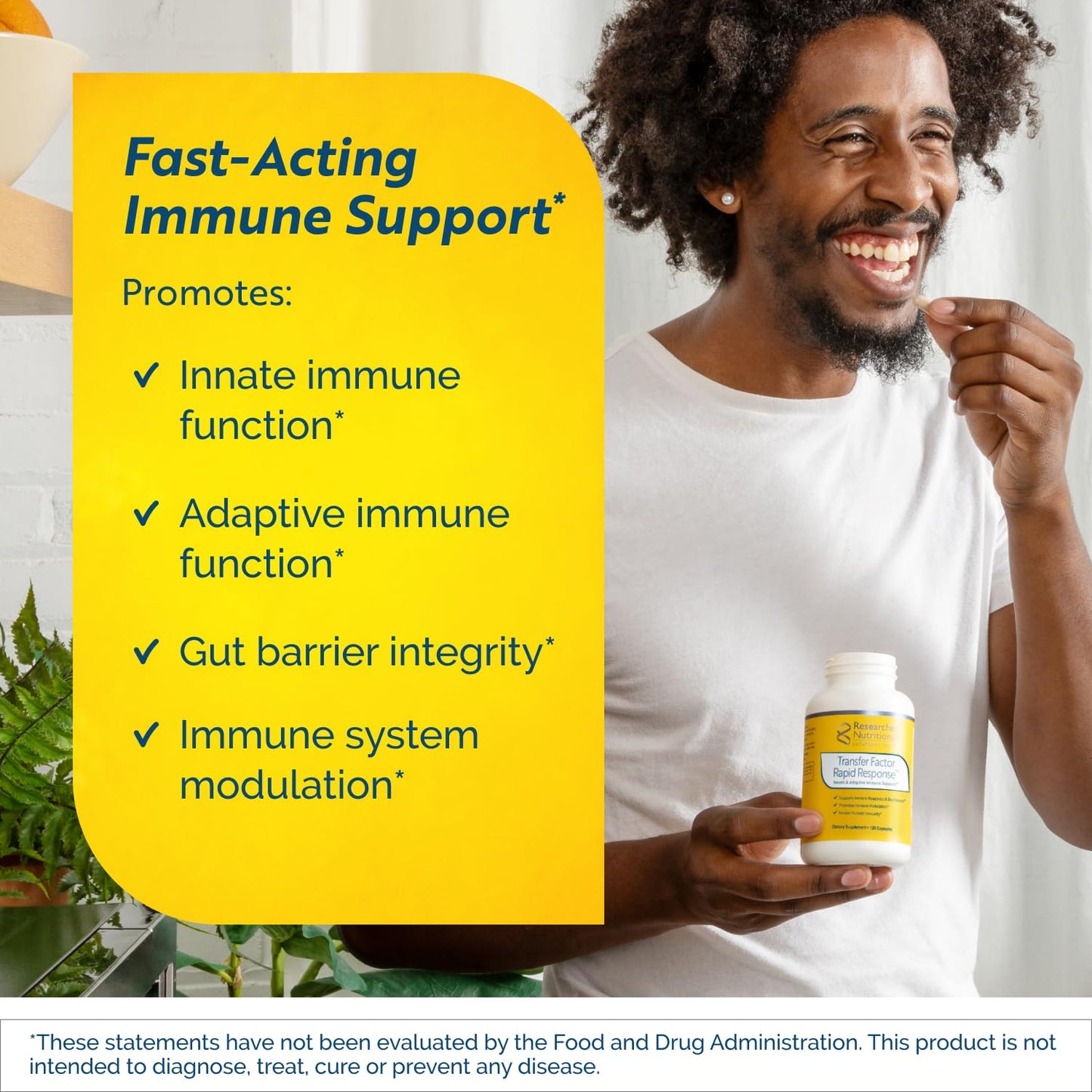Researched Nutritionals Transfer Factor Rapid Response Immune Support Supplement - Colostrum Blend with Beta Glucan, IP-6 & Lactoferrin, Fast-Acting Innate & Adaptive Immune Modulation Capsules, 120 Count