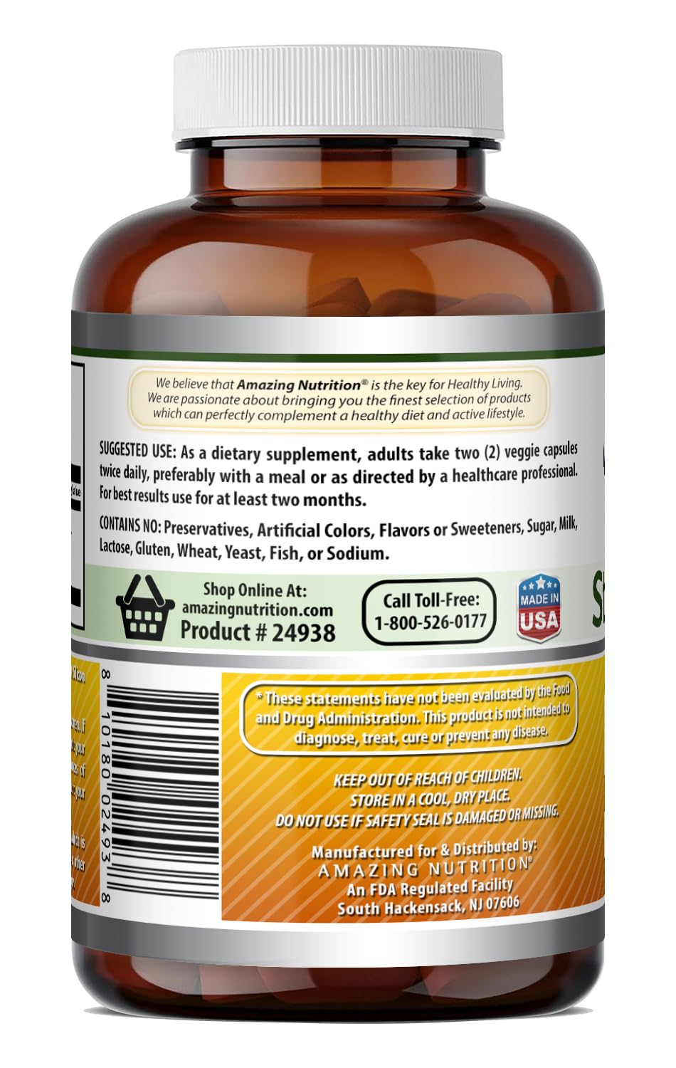 Amazing Nutrition St. John's Wort Supplement (Hypericum Perforatum Extract) Capsules, 180 Count