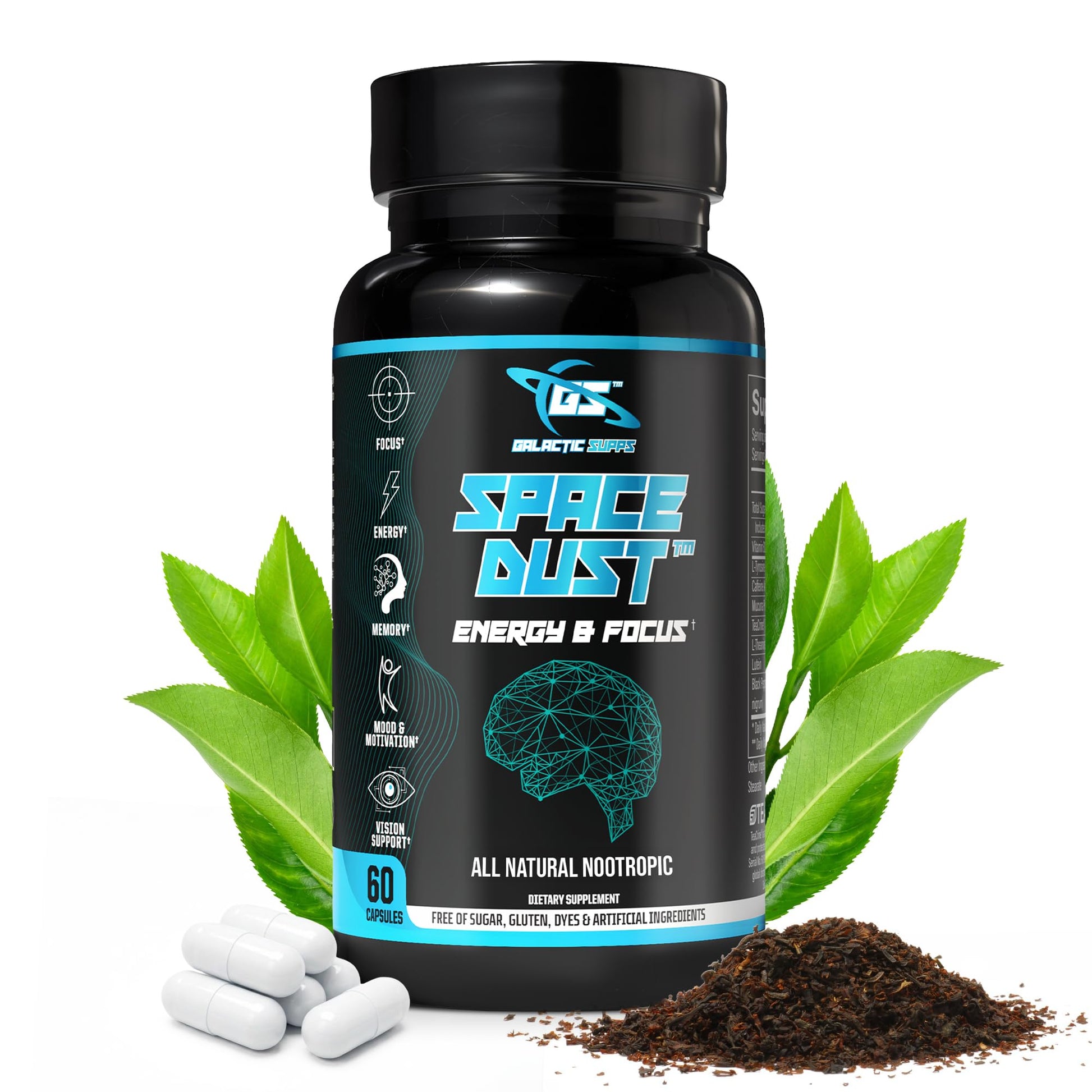 Galactic Supps Space Dust Nootropic Brain Supplement for Memory and Focus Capsule, 60 Count