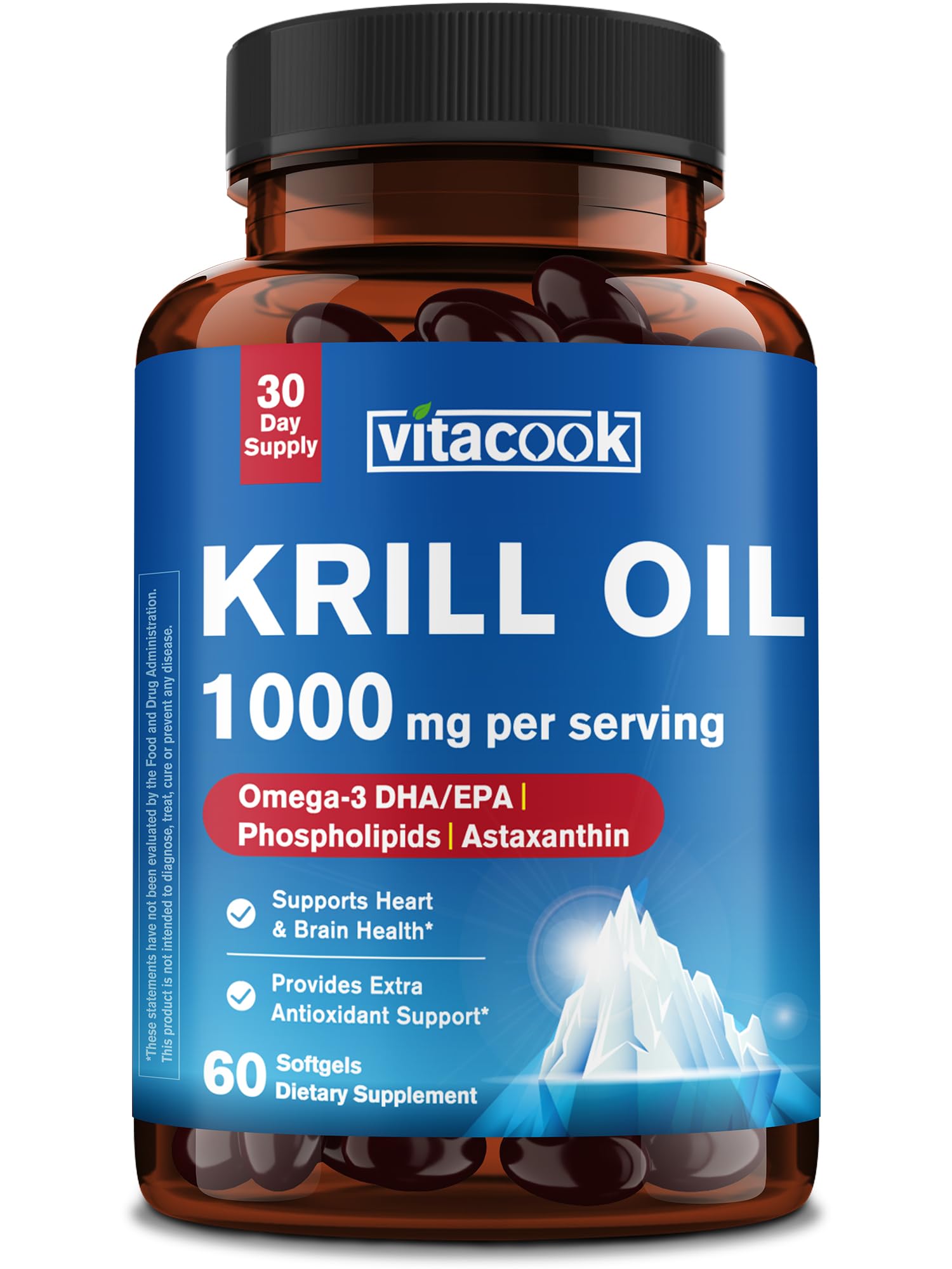 Vitacook Krill Oil 1000 mg Softgels 60 Count