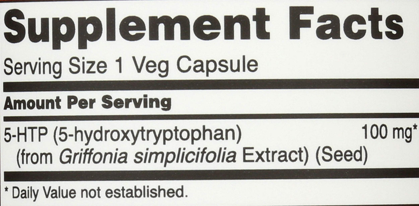 NOW Foods 5-HTP 100 mg Veg Capsules, 120 Count