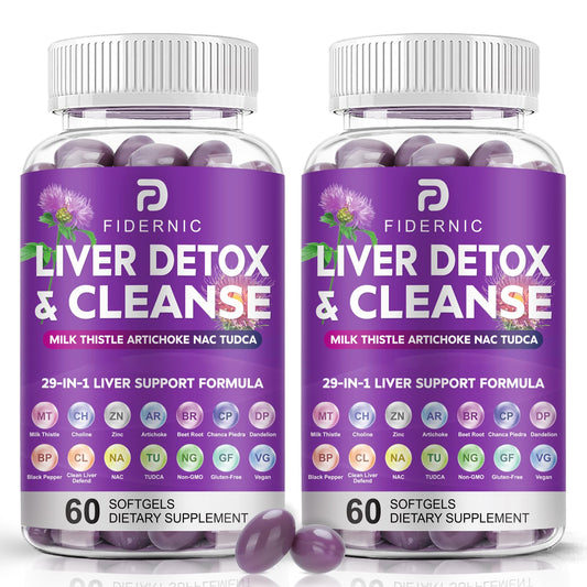 FIDERNIC Liver Cleanse Detox & Repair - Liver Support Milk Thistle Supplement, Liver Health Support Softgels, 120
