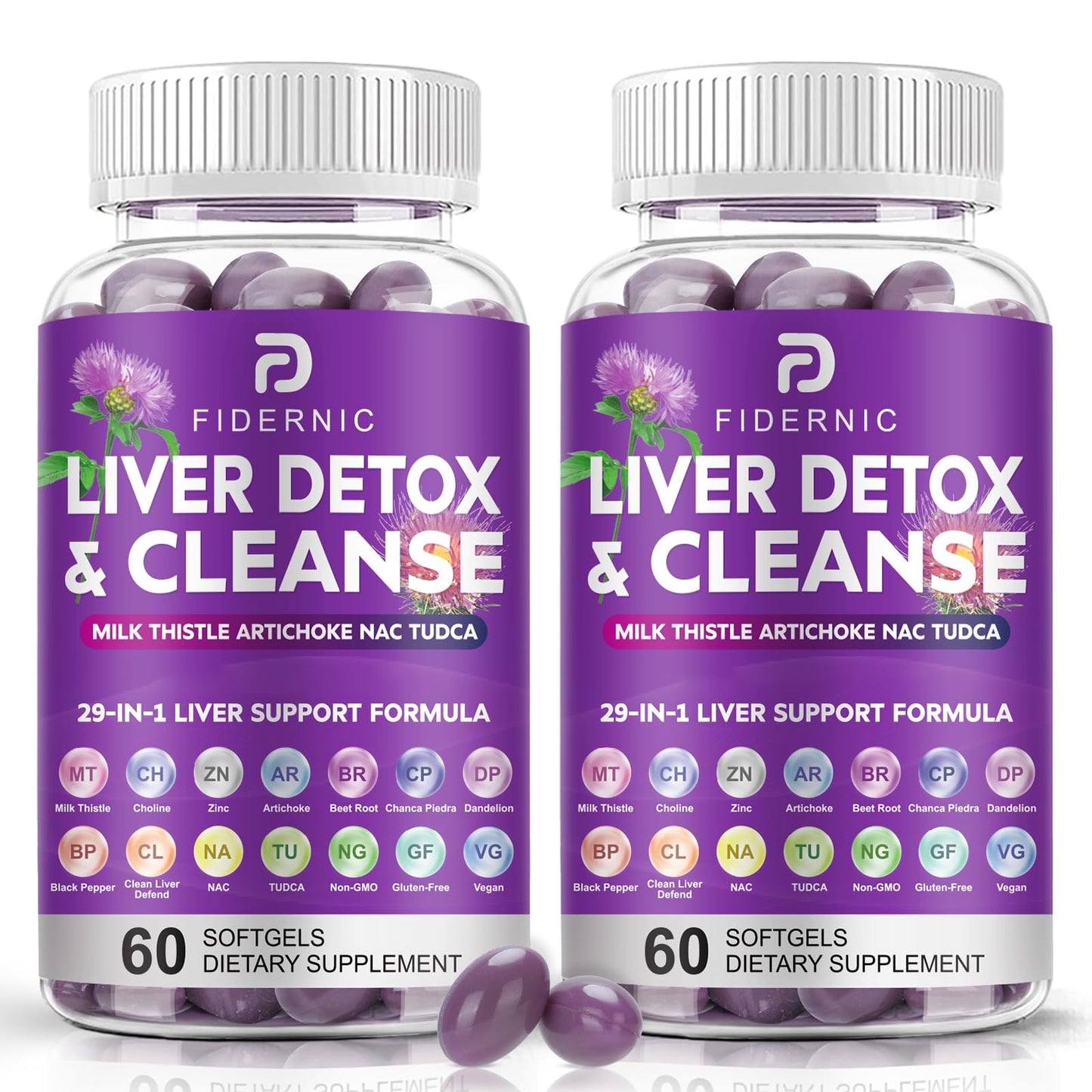 FIDERNIC Liver Cleanse Detox & Repair - Liver Support Milk Thistle Supplement Softgel 120