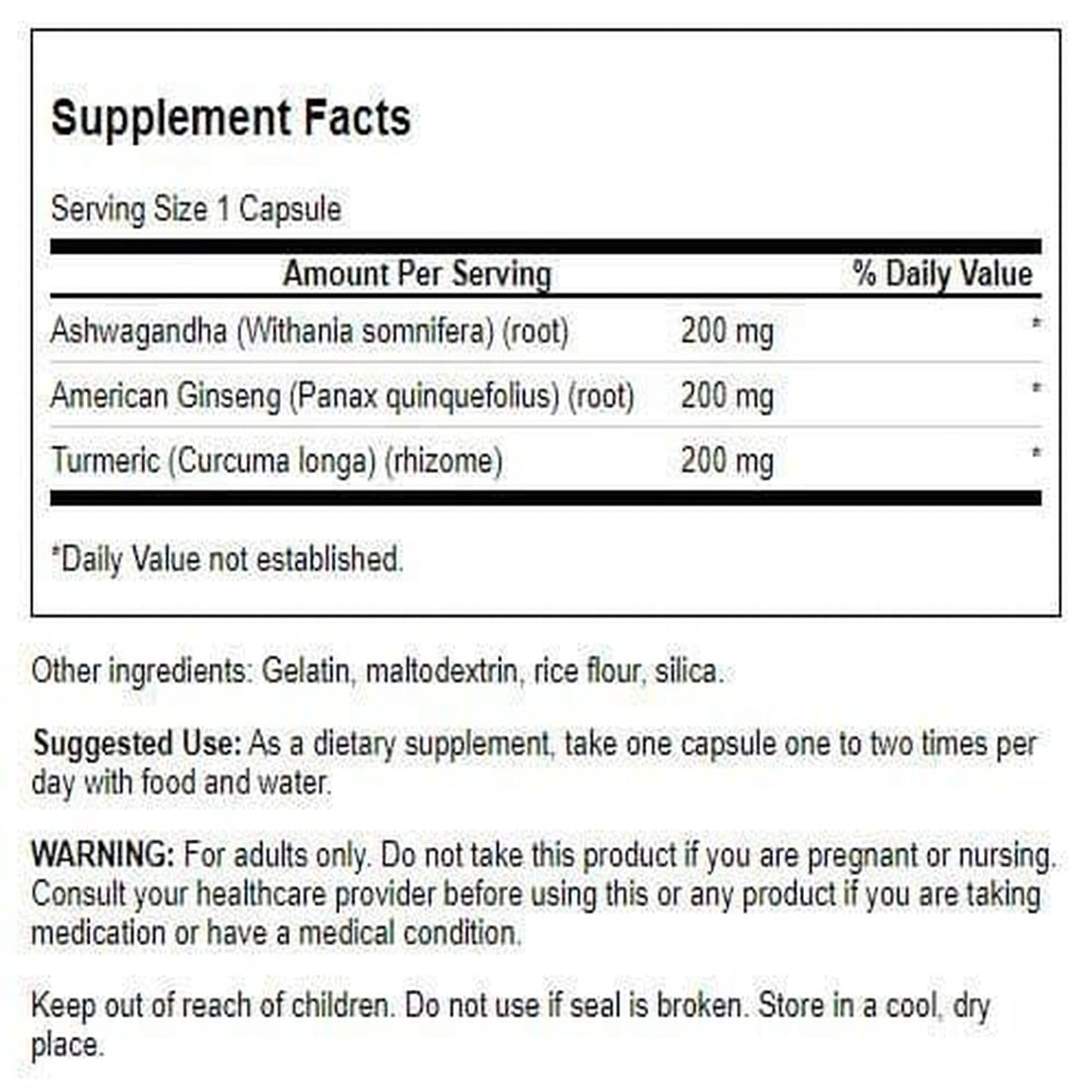 Swanson Full Spectrum Turmeric Ashwagandha & Ginseng Complex Capsules, 60 Capsules