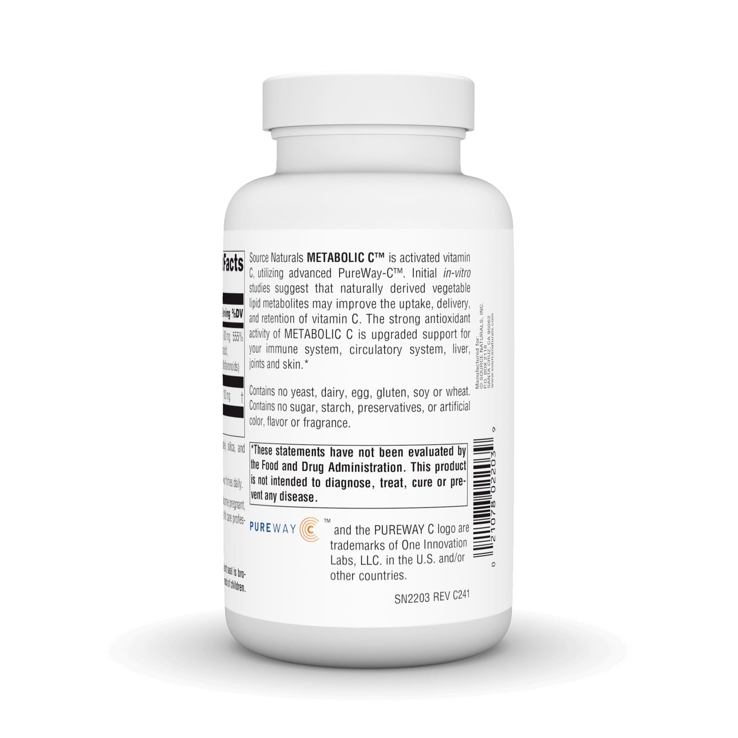Source Naturals Metabolic C 500 mg Vitamin C Capsule, 180 Count