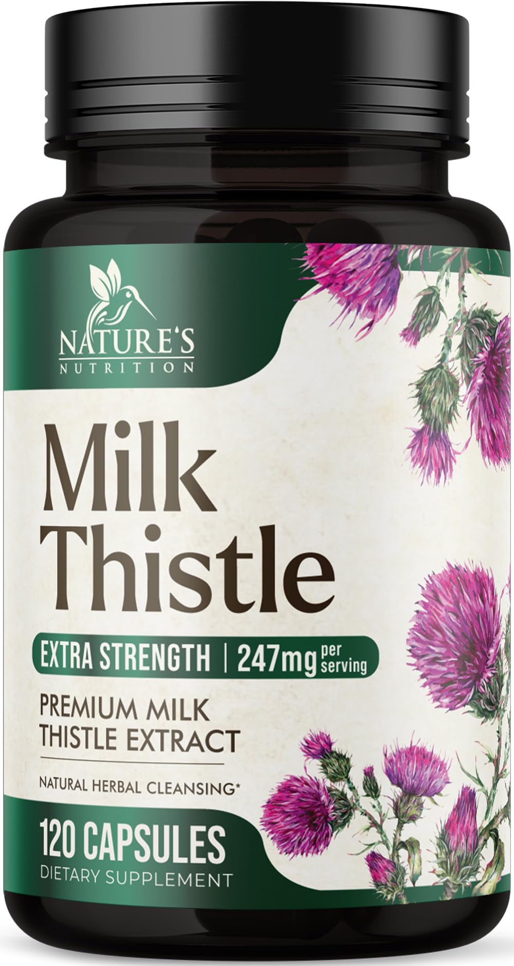 Nature's Nutrition Milk Thistle Extract with Silymarin Marianum & Dandelion Capsules, 120 Count