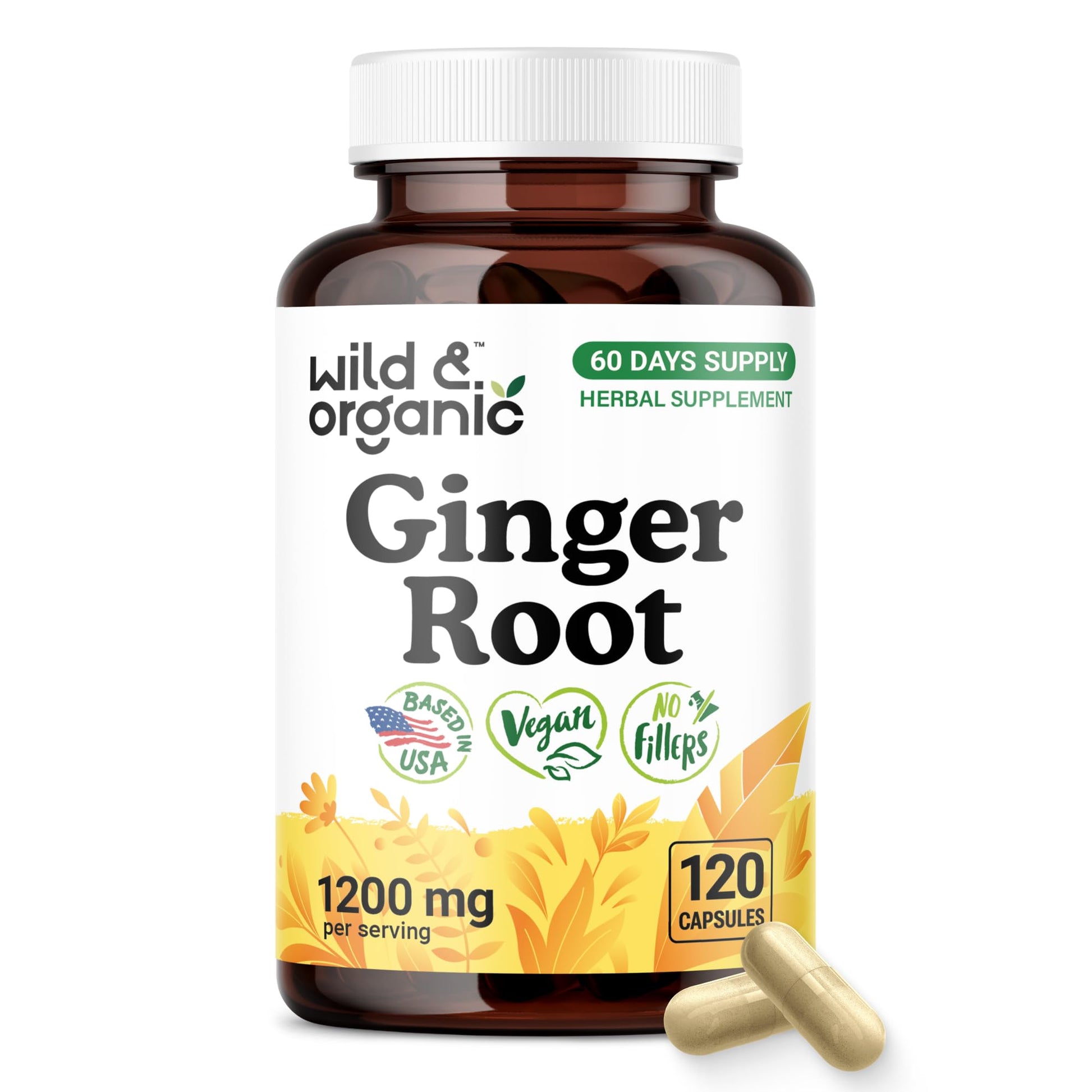 Wild & Organic Ginger Root 120 Capsules