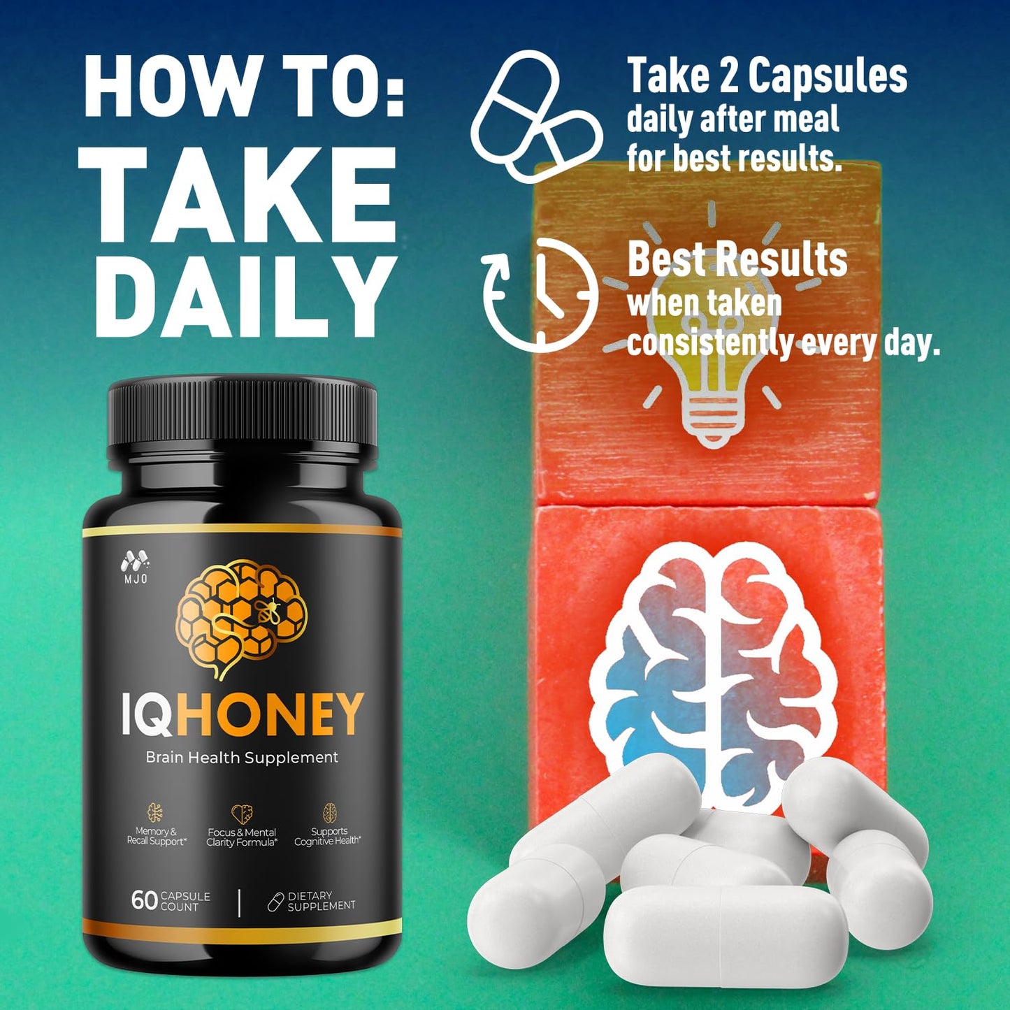MJO IQ Honey Capsules 300 Capsules