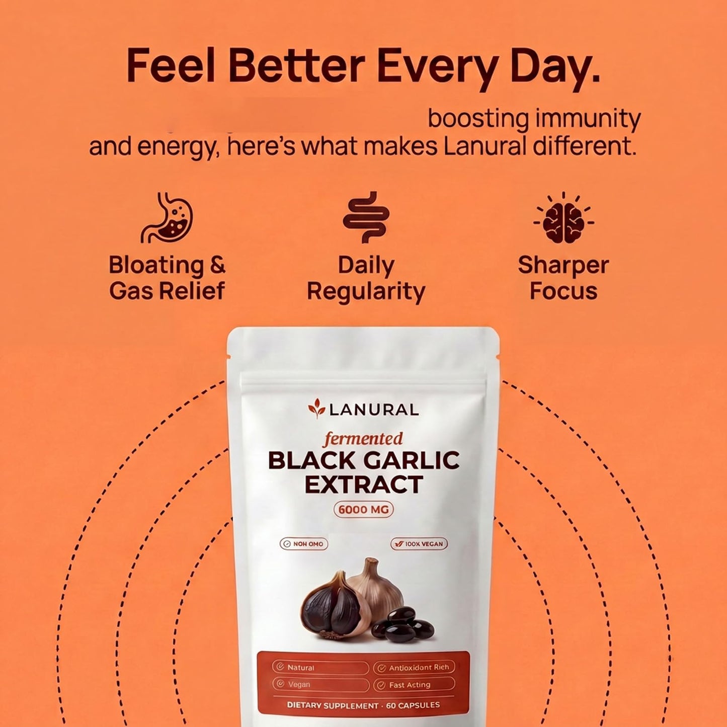 ASROPJE Lanural Fermented Black Garlic Extract 300 Softgels