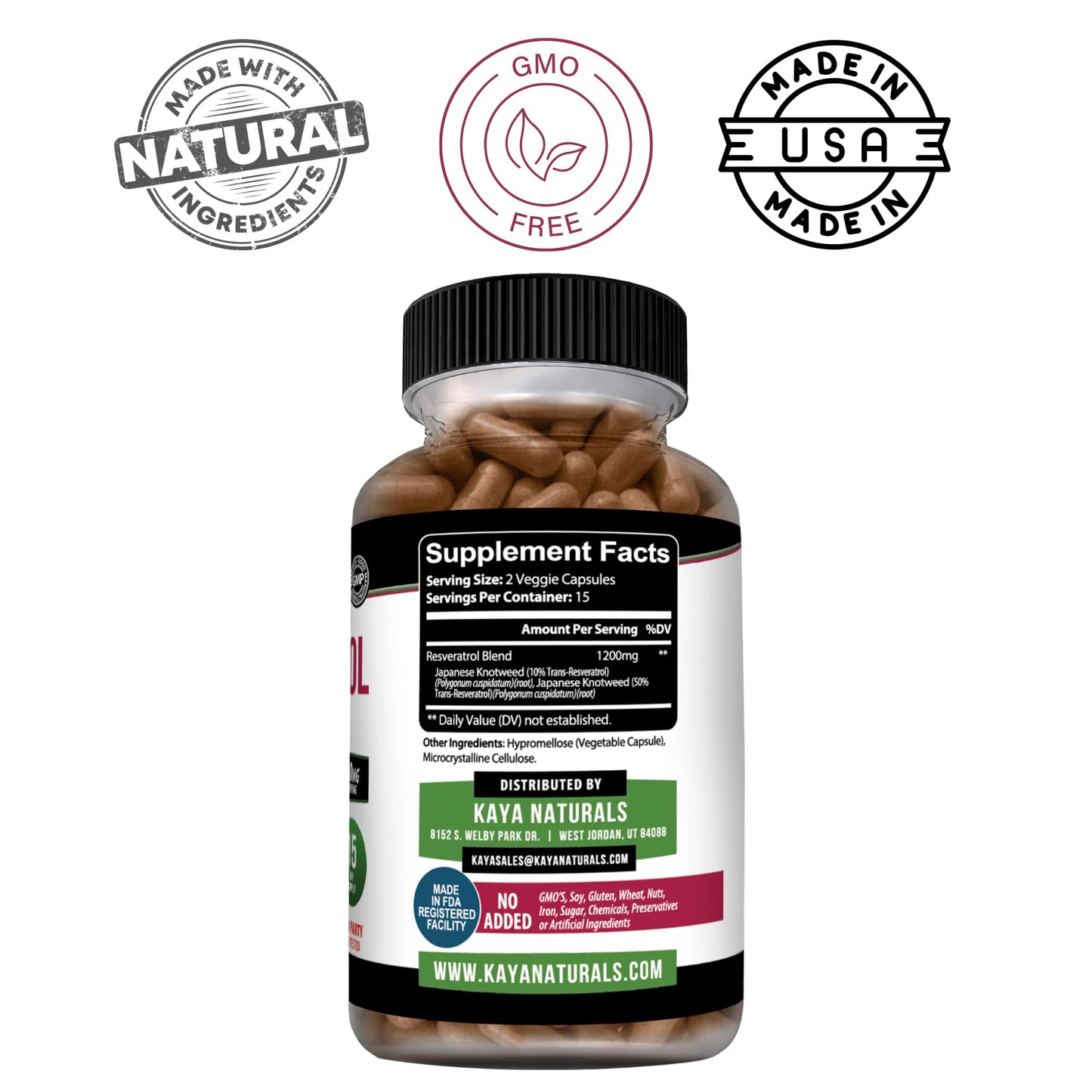 Kaya Naturals Resveratrol 30 Capsules