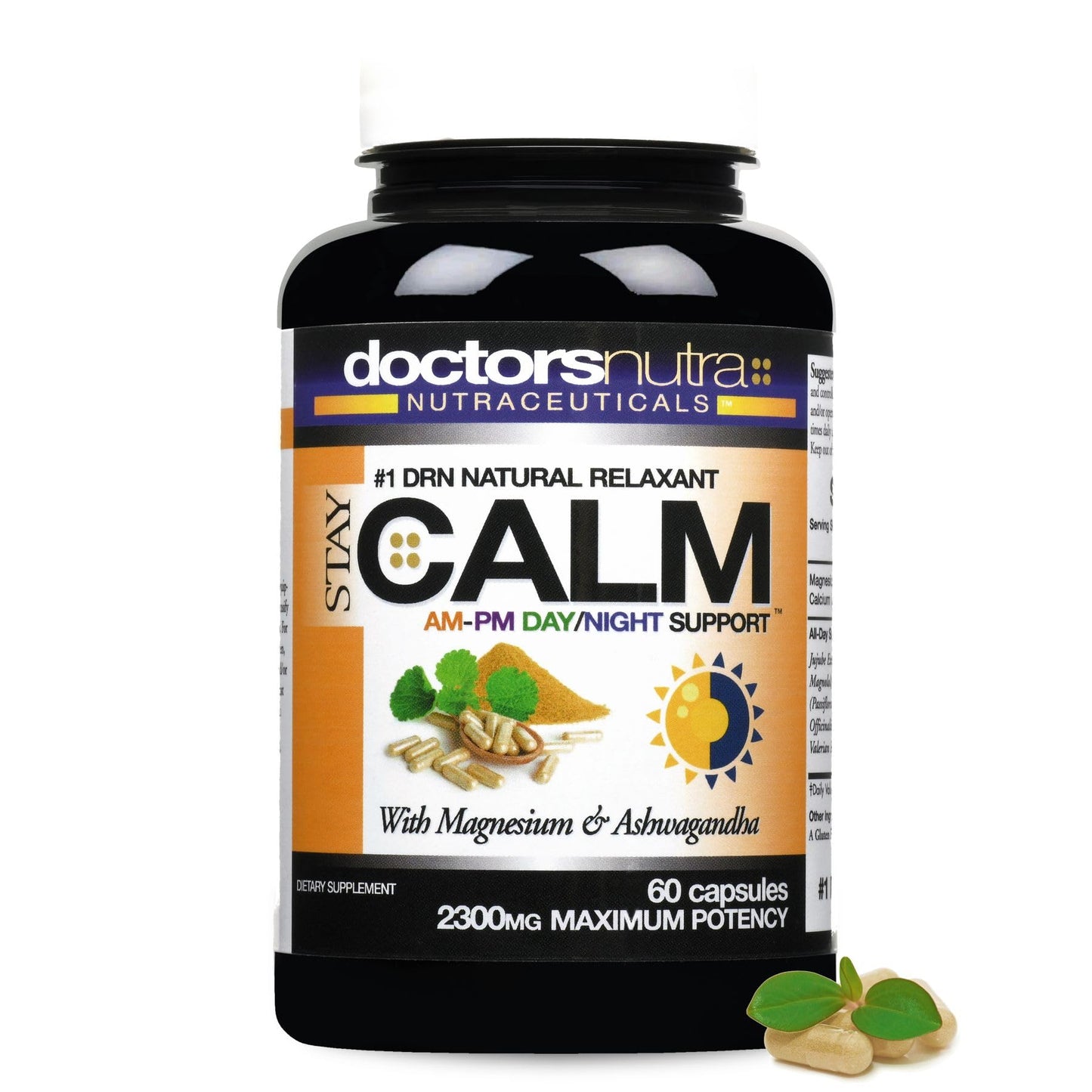Doctors Nutra Nutraceuticals Stay-Calm Daytime-Nighttime 24 Hour Support - All Natural Relaxant Relief Support - Ashwagandha, L-Theanine and More, 180 Capsules