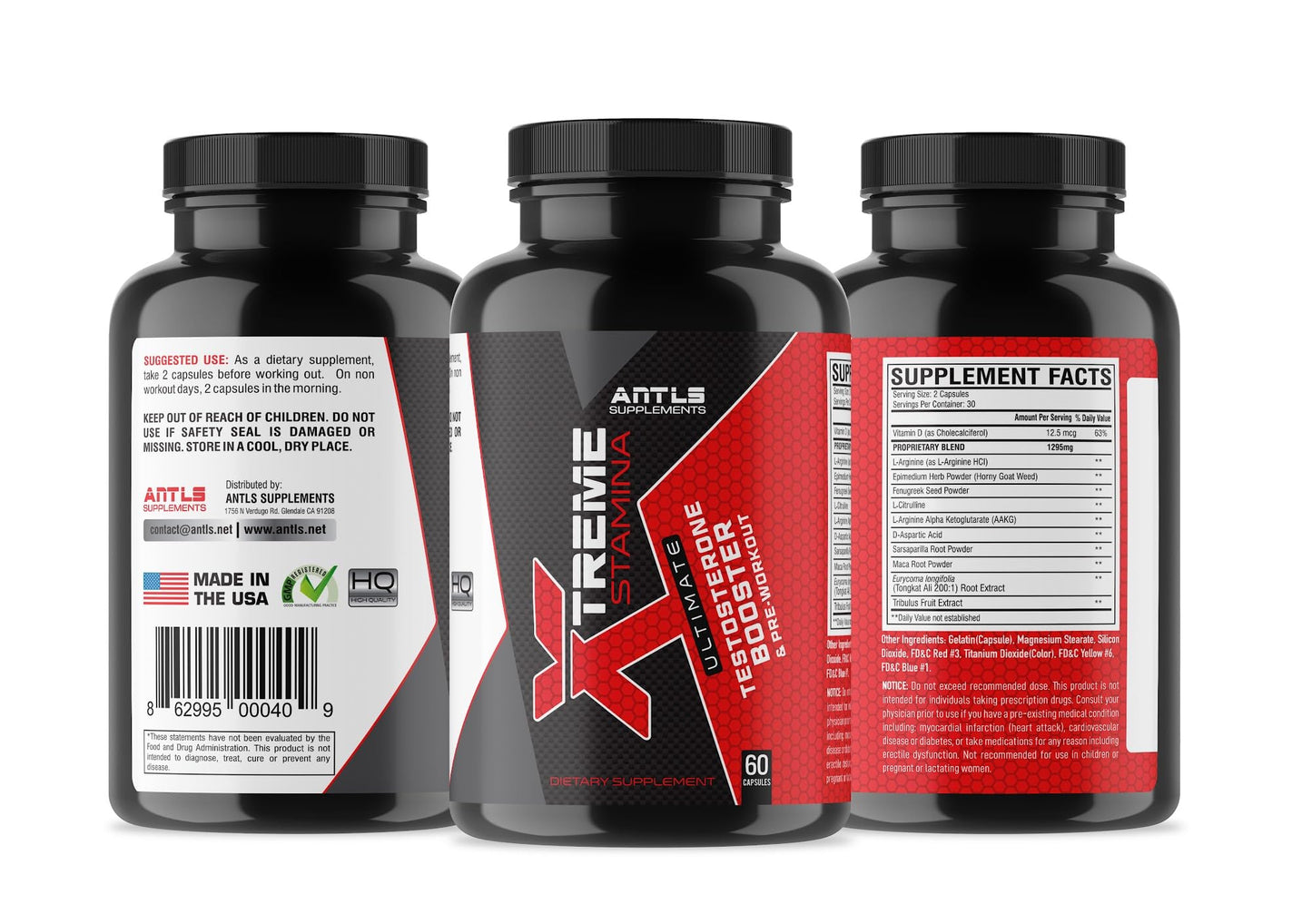 ANTLS Supplements Testosterone Booster for Men with Nitric Oxide Pre Workout, Capsule, 60 Count