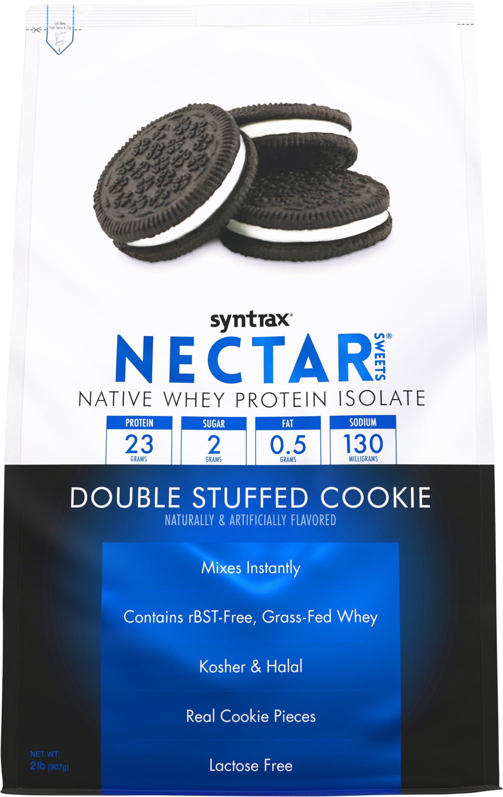 Syntrax Nectar Sweets Whey Protein Isolate Powder Double Stuffed Cookie, 32 Servings, 2 lb