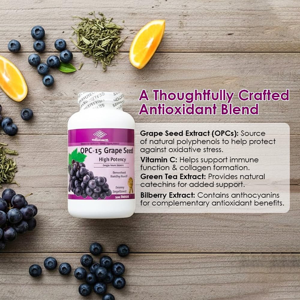 Nu-Health OPC-15 Grape Seed Extract, Vitamin C & Selenium, 300 Tablets