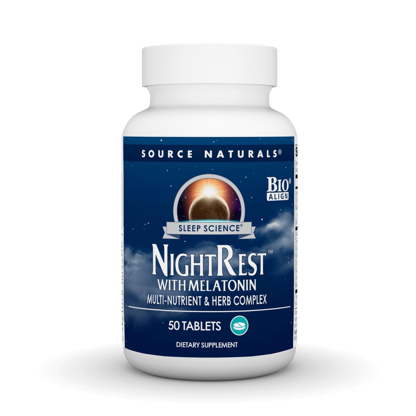 Source Naturals Sleep Science NightRest with Melatonin, Multi-Nutrient & Herb Complex 50 Tablets