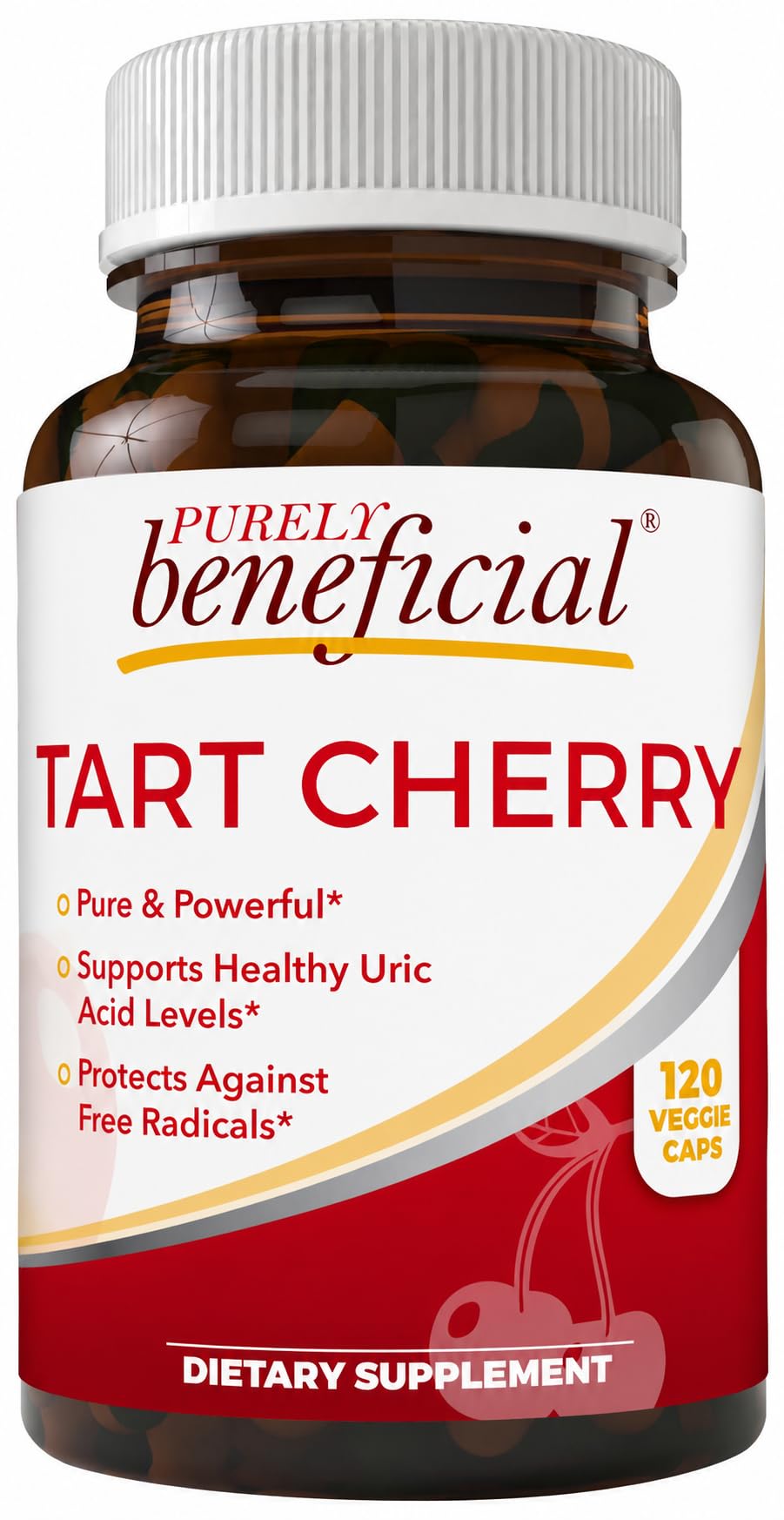 PURELY beneficial Tart Cherry Capsules, Montmorency Tart Cherry Extract, Dietary Supplement, Plant-Based, 120 Capsules