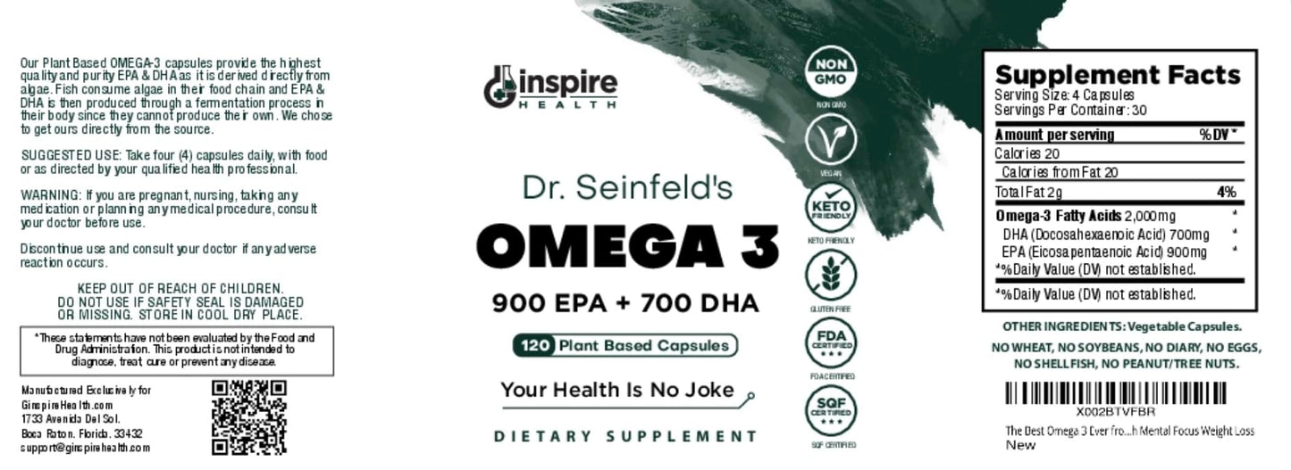 GINSPIRE NUTRITION Vegan Omega-3 120 Capsules
