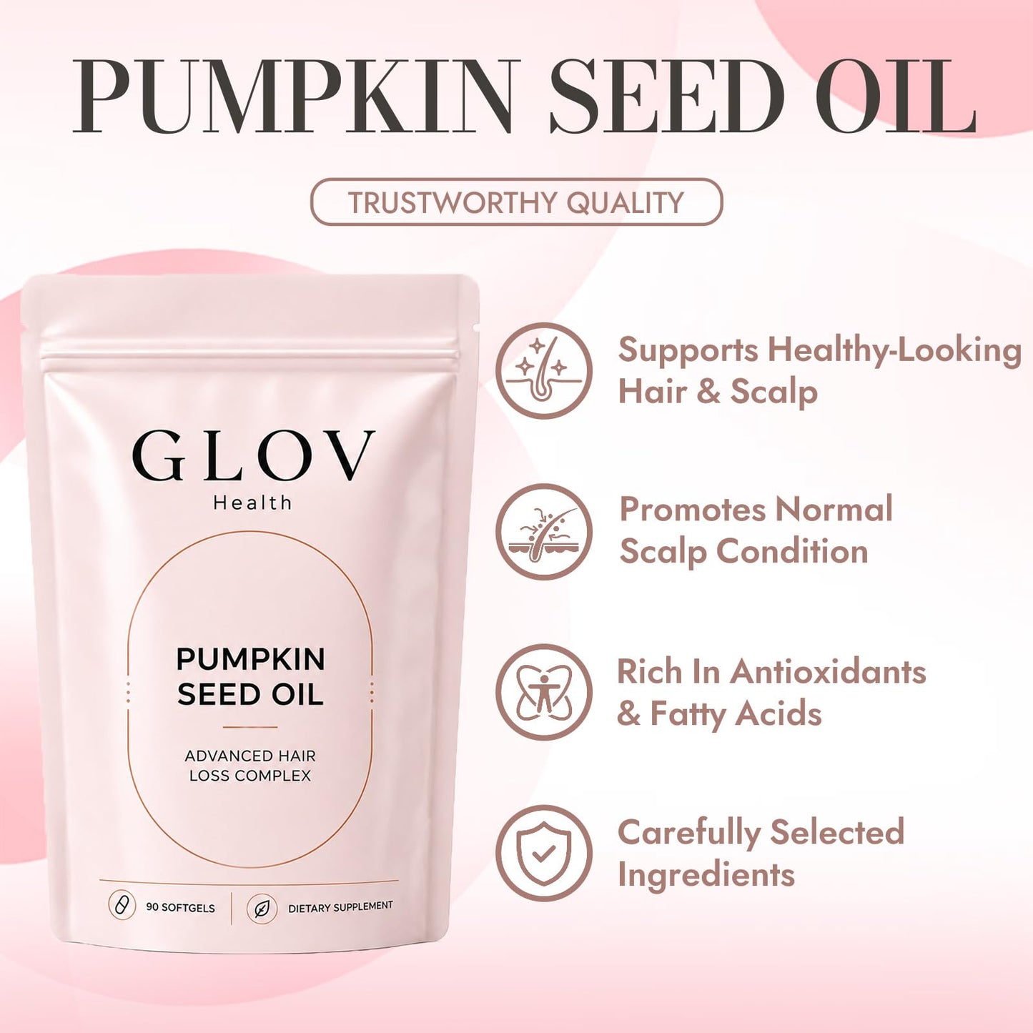 Grxy Studio Glov Health Pumpkin Seed Oil with Saw Palmetto Softgels, 90 Count