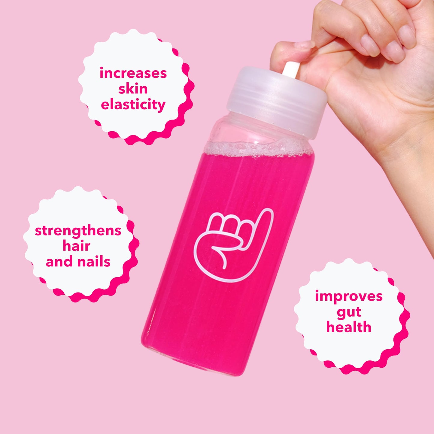 Pinky Collagen Peptides with Hyaluronic Acid & Vitamin C - Dragon Fruit Flavor Powder, 16.72 oz