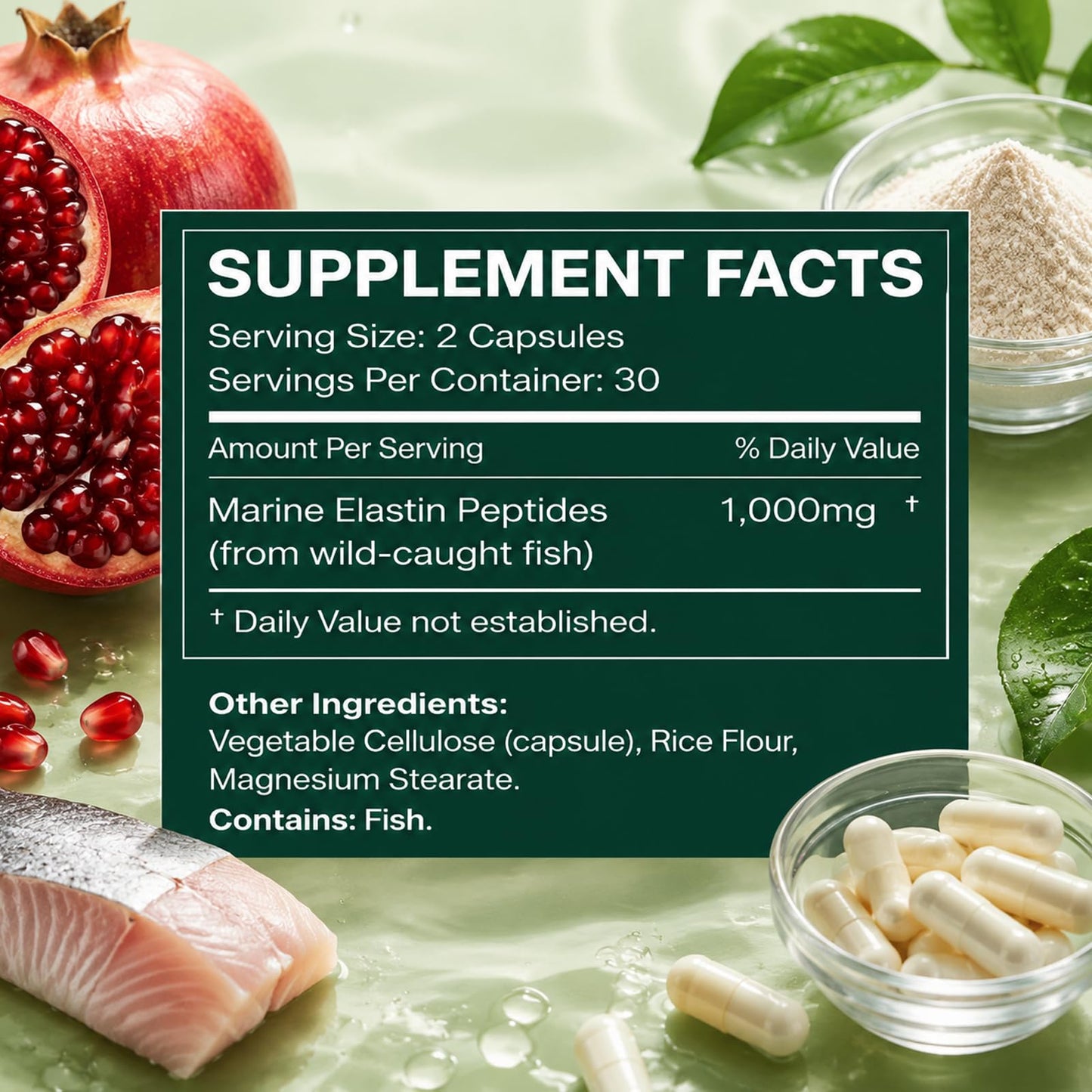 Ikokei Blesana Elastin Peptide Skin Formula, Marine Elastin Peptides (3-Pack) 60 Capsules